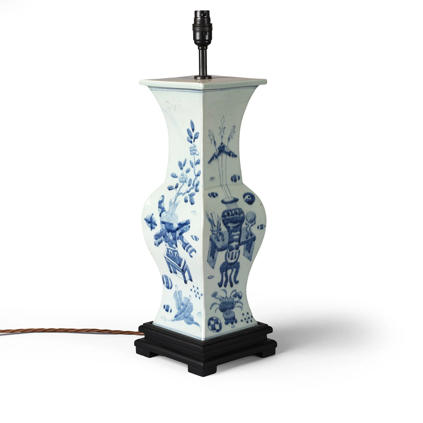 Blue & White Porcelain Hourglass Table Lamp - Image 3