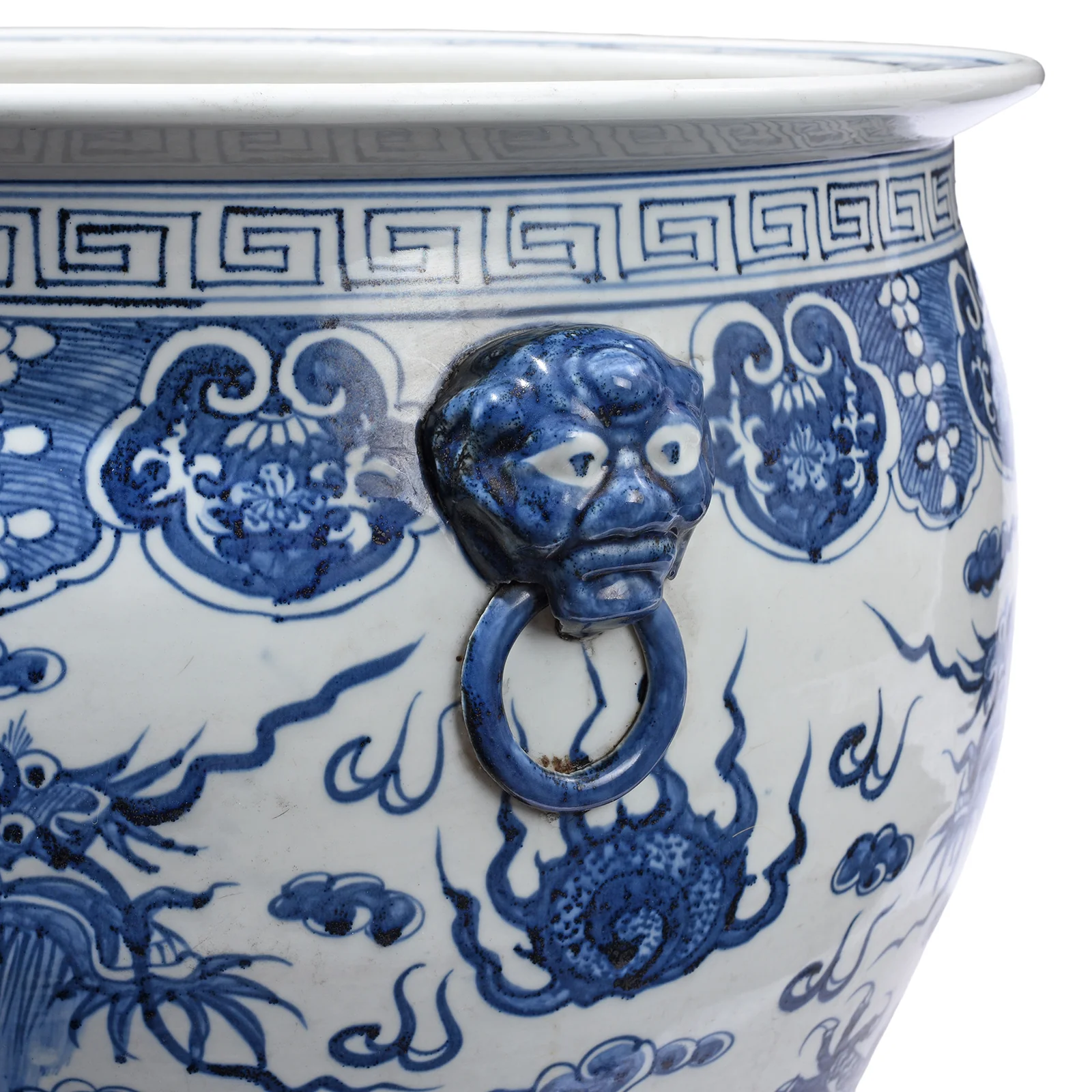 Blue & White Porcelain Fish Bowl Planter - Dragon - Image 5