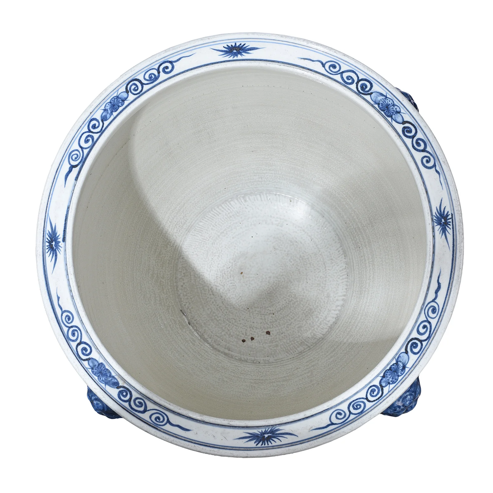 Blue & White Porcelain Fish Bowl Planter - Pastoral Scene - Image 6