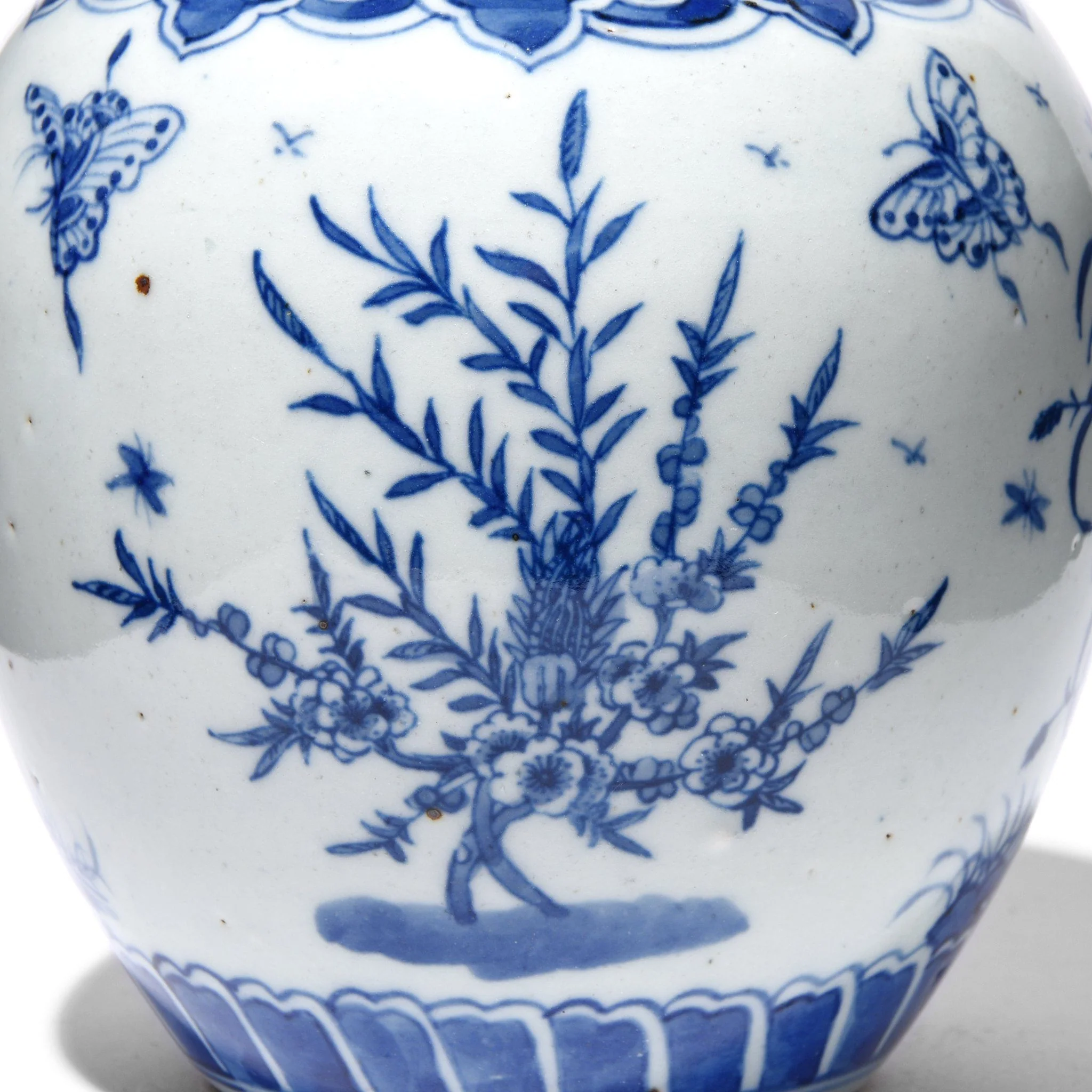 Blue & White Porcelain Ginger Jar - Butterflies Design - Image 2