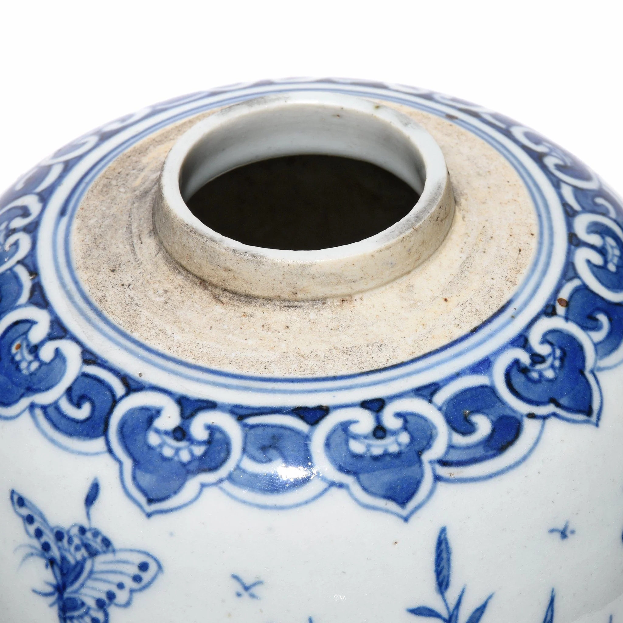 Blue & White Porcelain Ginger Jar - Butterflies Design - Image 3