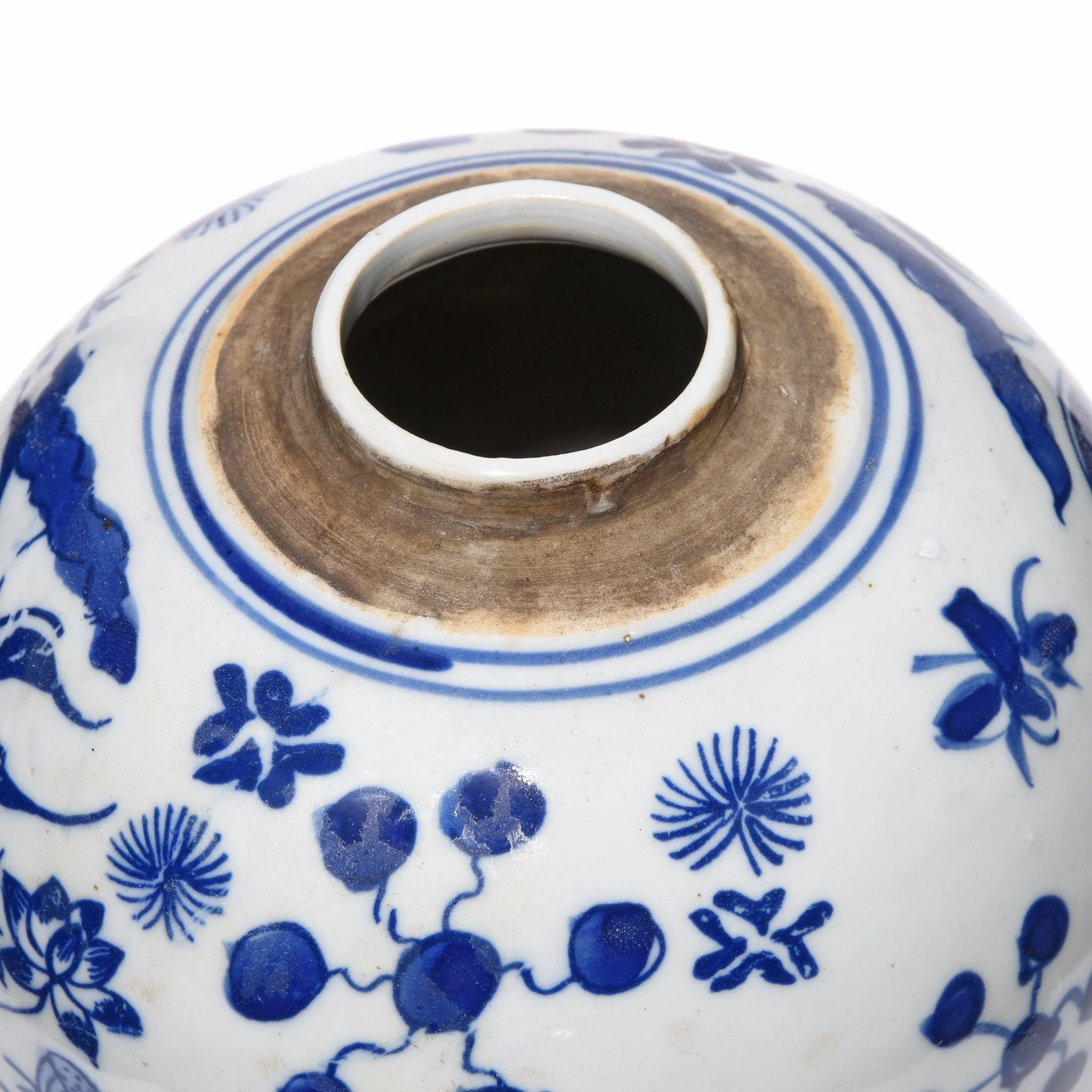 Blue & White Porcelain Ginger Jar & Lid - 15cm Diameter - Image 3