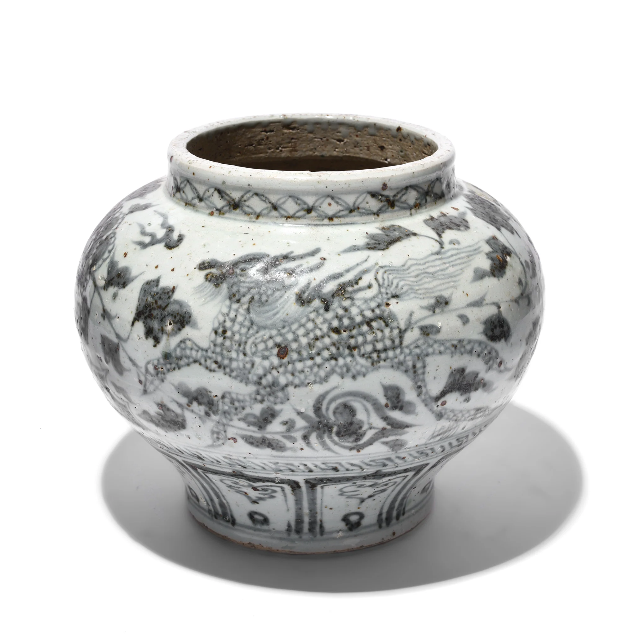 Blue & White Porcelain Jardinière - Trailing Peony Design - Image 2