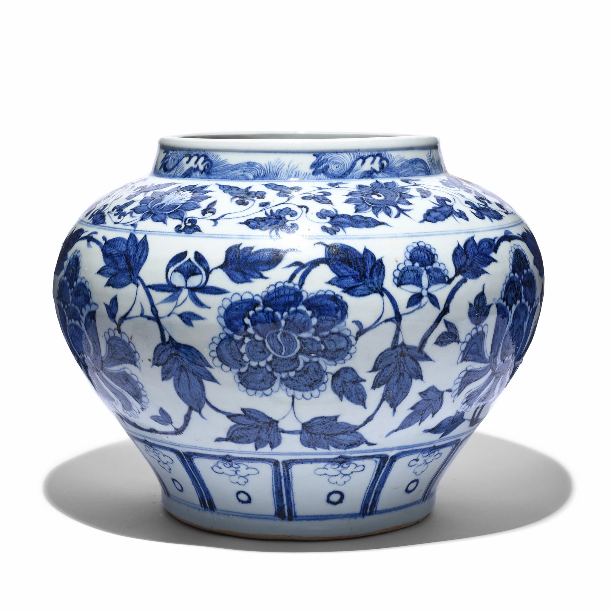 Blue & White Porcelain Jardinière - Trailing Peony Design - Image 2