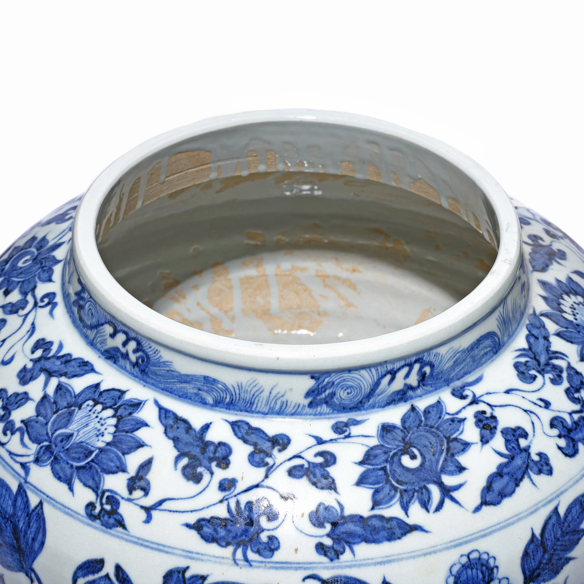 Blue & White Porcelain Jardinière - Trailing Peony Design - Image 3