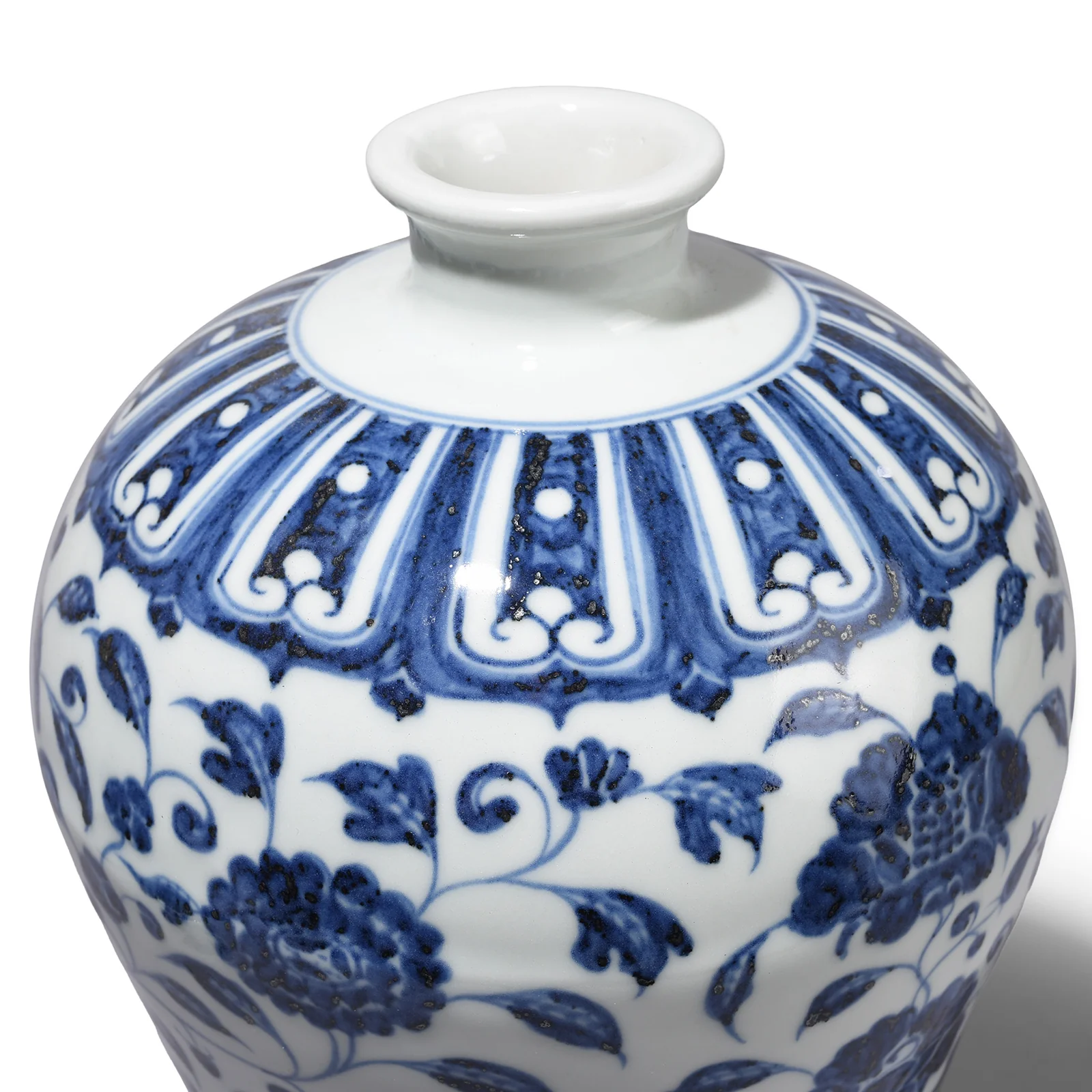 Blue & White Porcelain Lidded Temple Jar - Lotus - Image 2