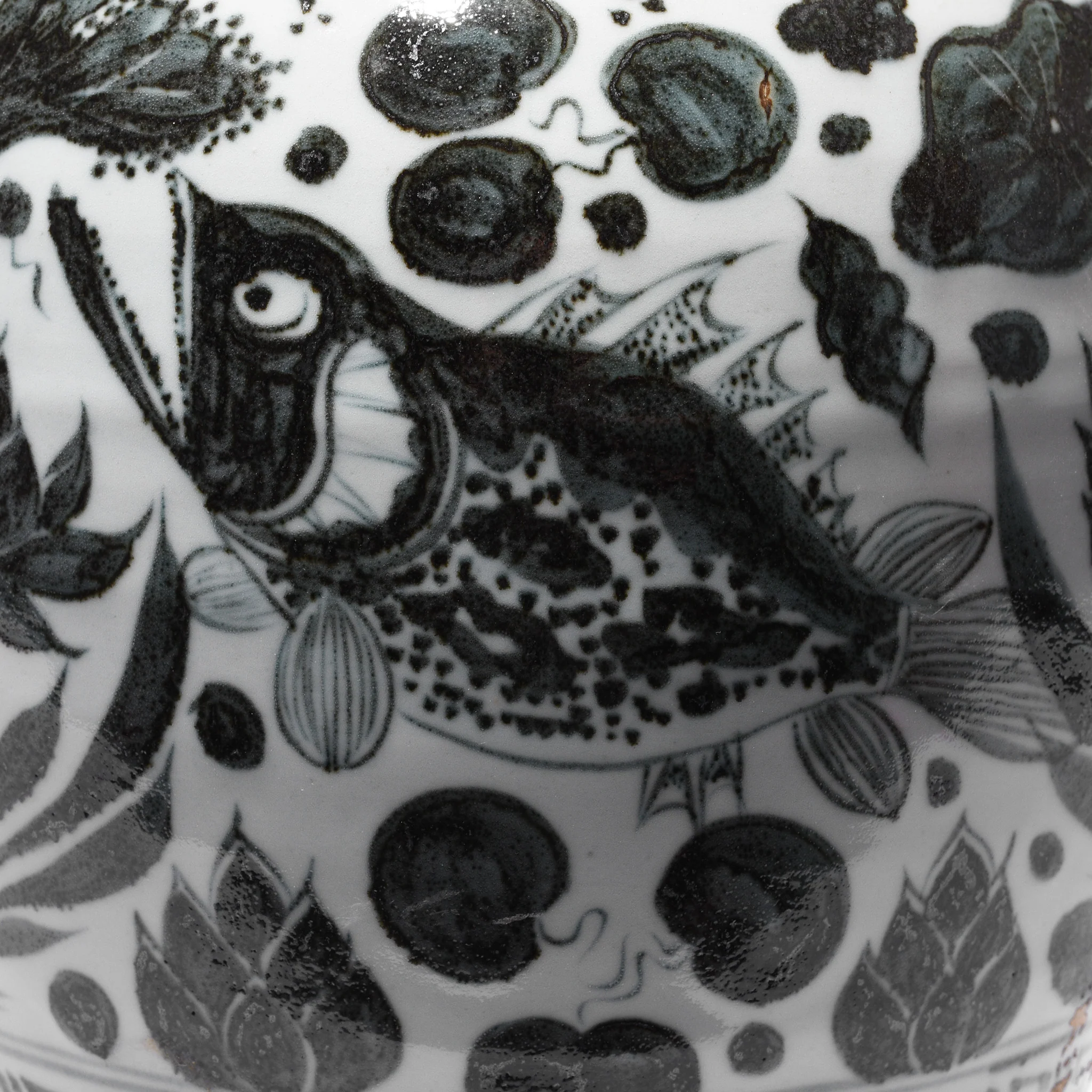 Blue & White Porcelain Meiping Vase - Fish Design - Image 4