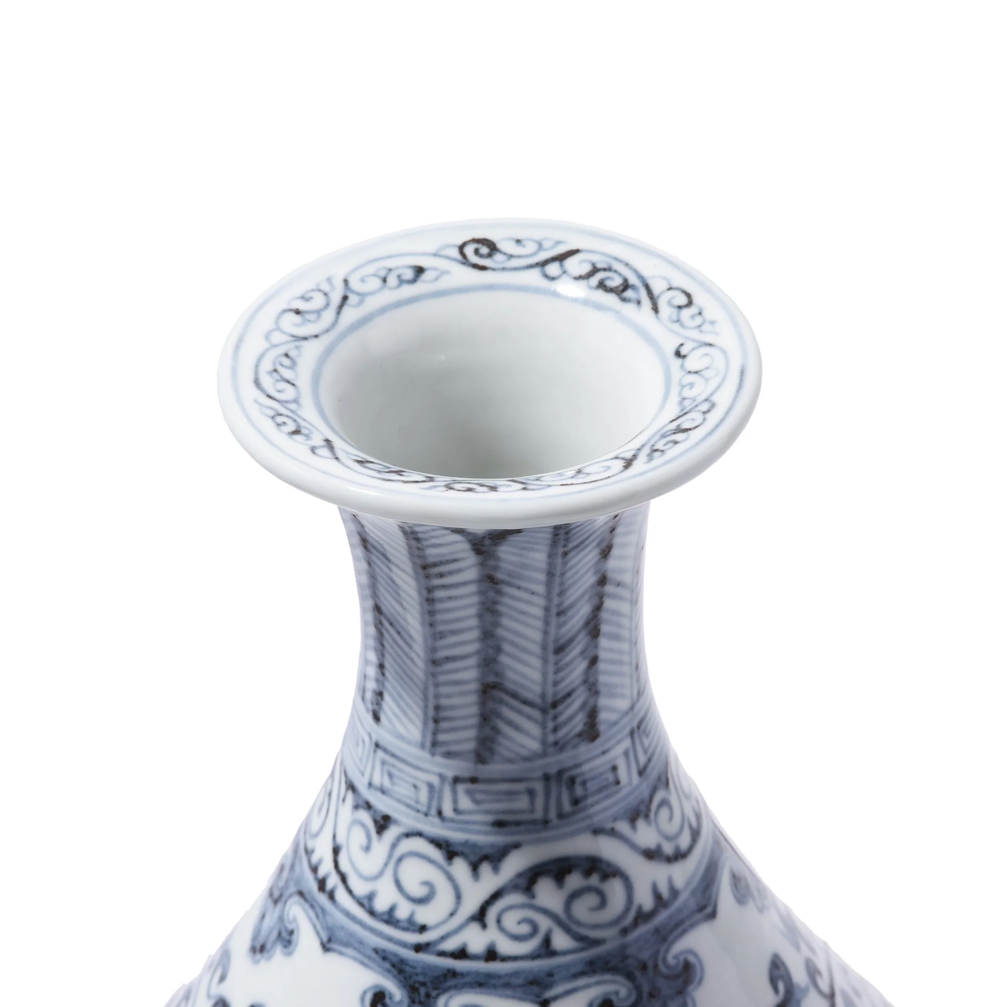 Blue & White Floral Porcelain Pear Shaped Vase - Image 2