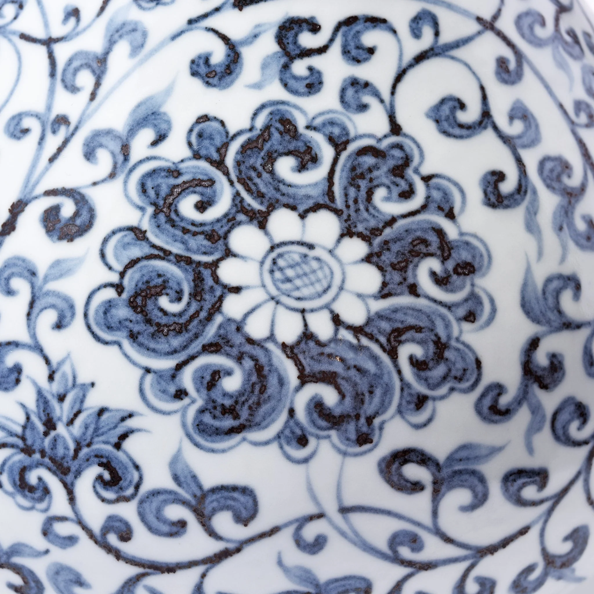 Blue & White Floral Porcelain Pear Shaped Vase - Image 3