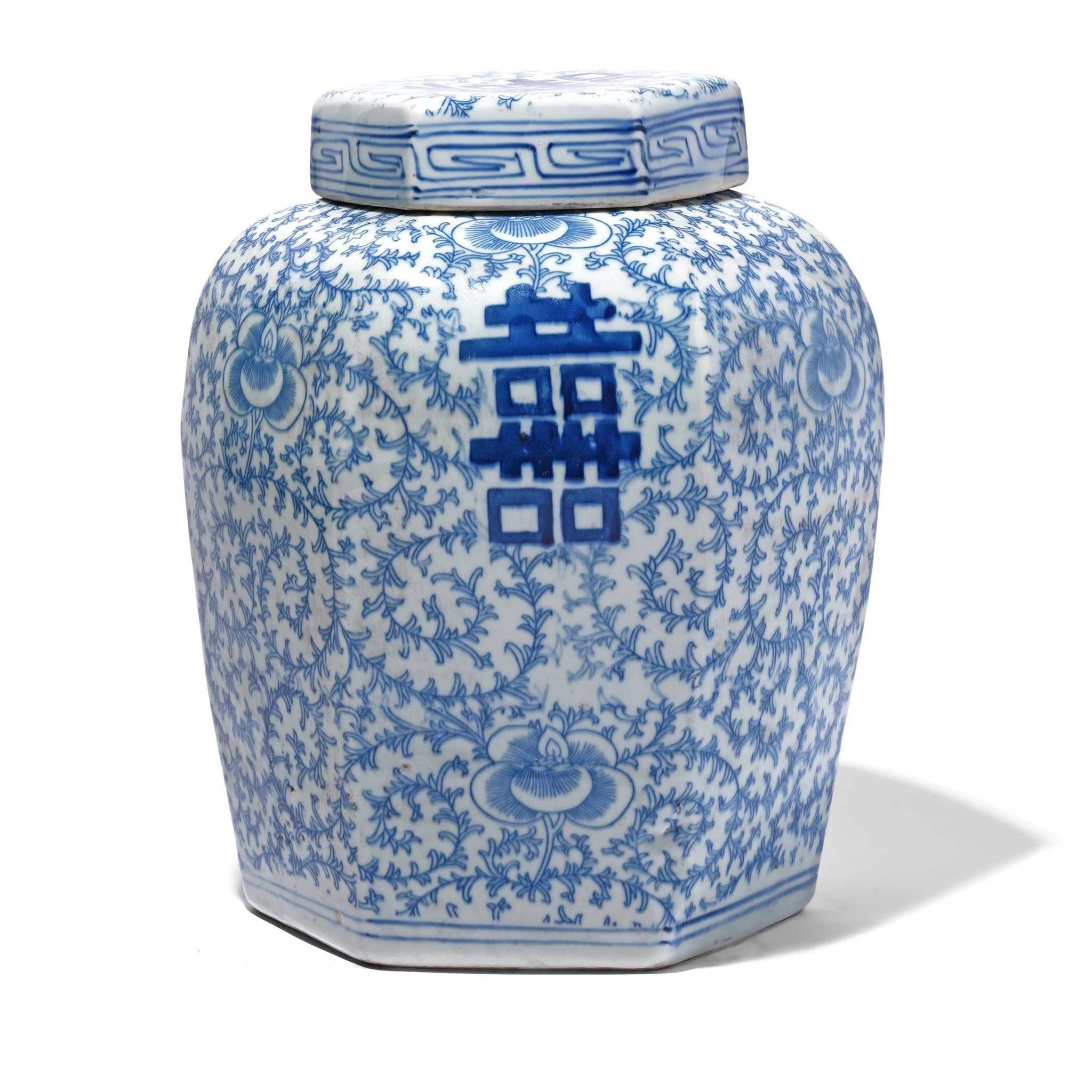 Blue & White Porcelain Tea Caddy - Double Happiness Design