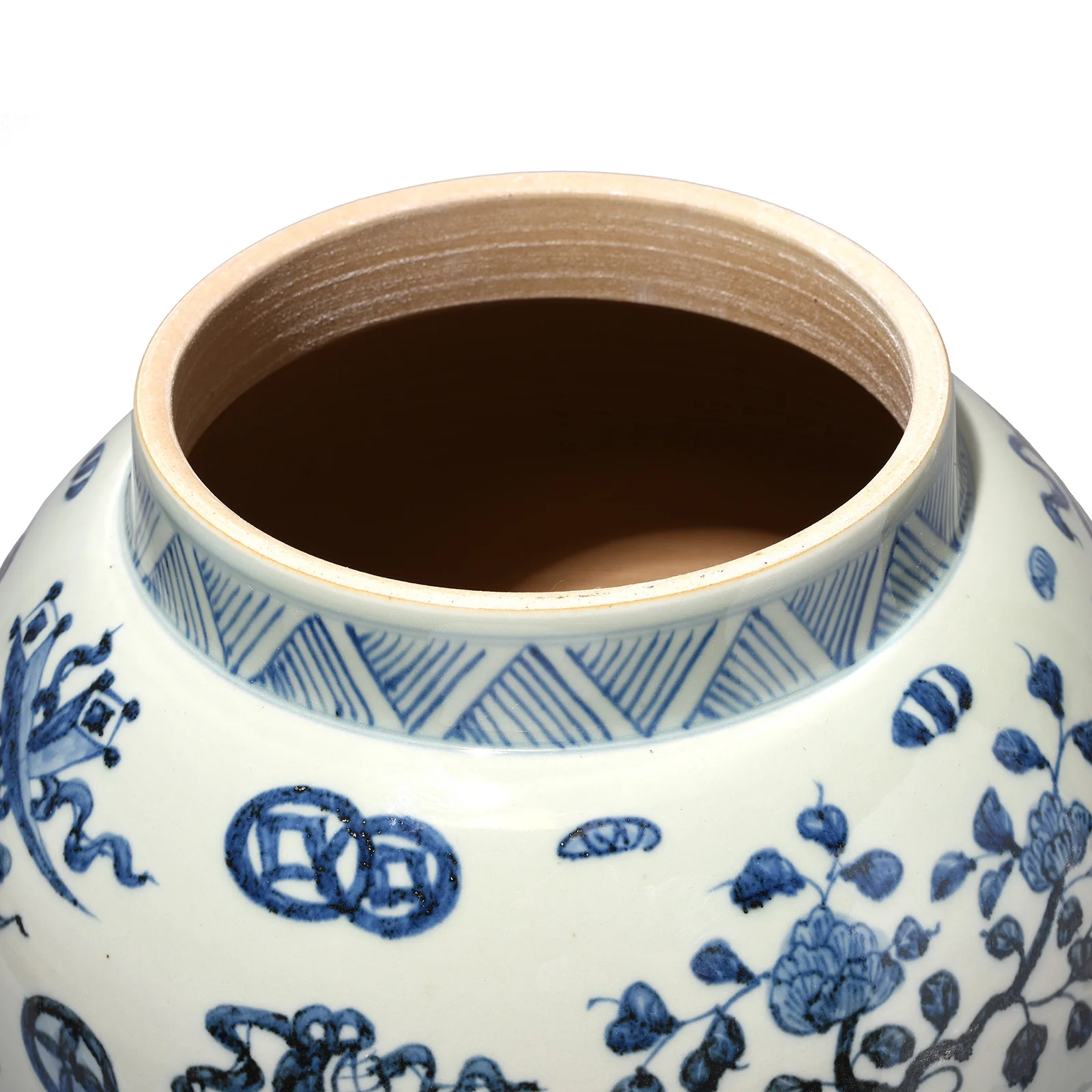 Blue & White Porcelain Temple Jar - Lucky Symbols Design - Image 5