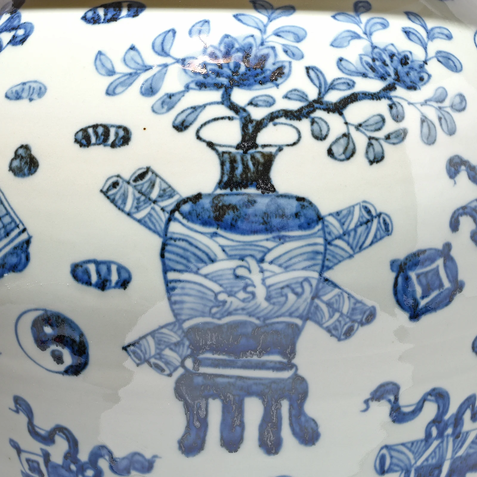 Blue & White Porcelain Temple Jar - Lucky Symbols Design - Image 6