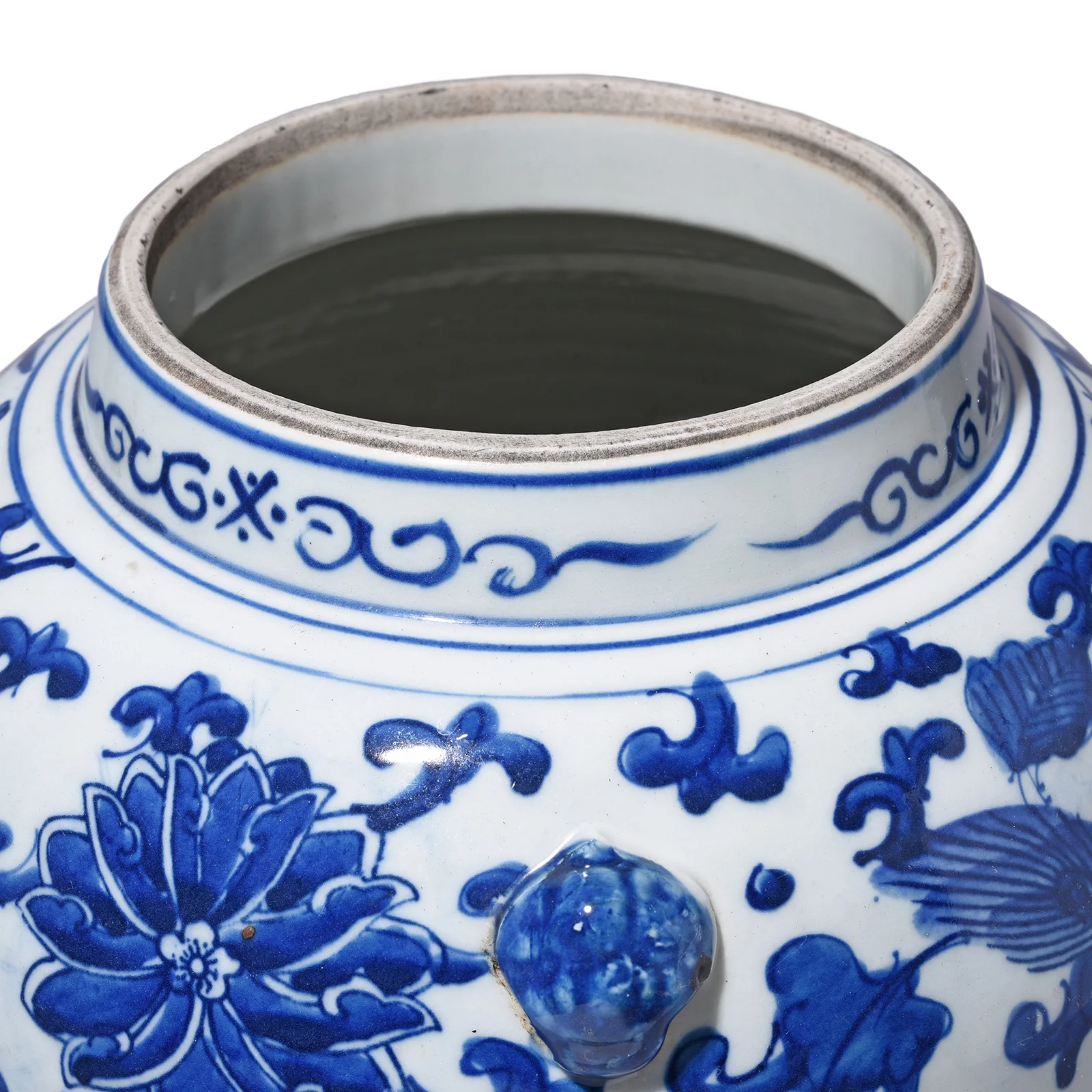 Blue & White Porcelain Temple Jar - Phoenix, Qilin & Lotus - Image 5