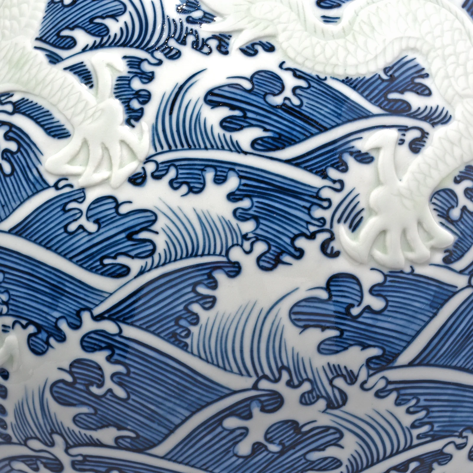 Blue & White Porcelain Yuhuchunping Vase - Wave Dragons - Image 6
