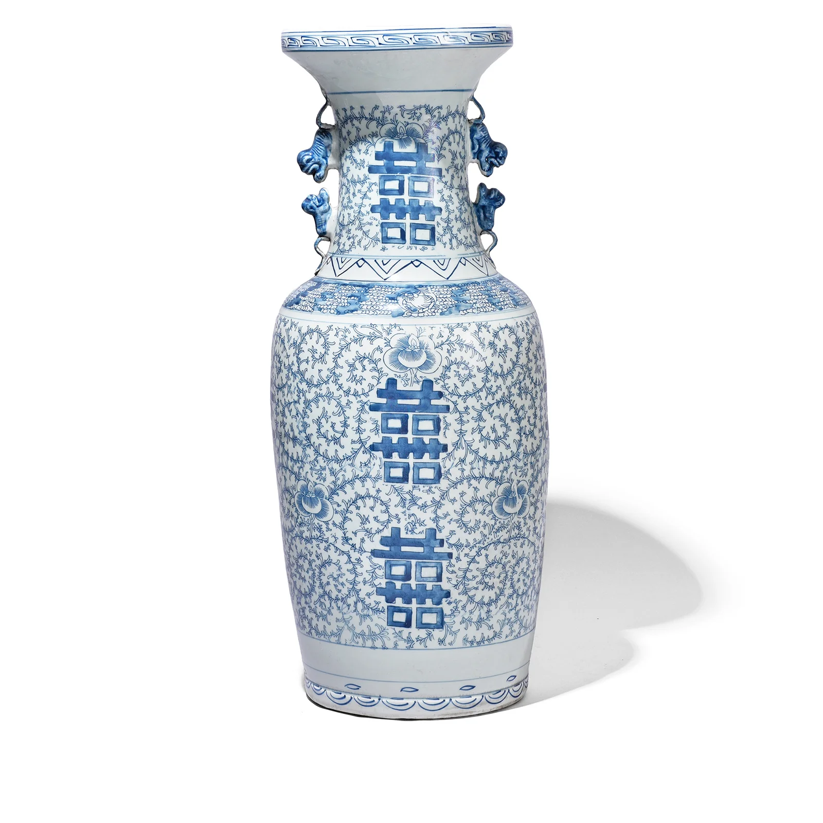 Blue & White Porcelain Fengweizun Vase - Double Happiness