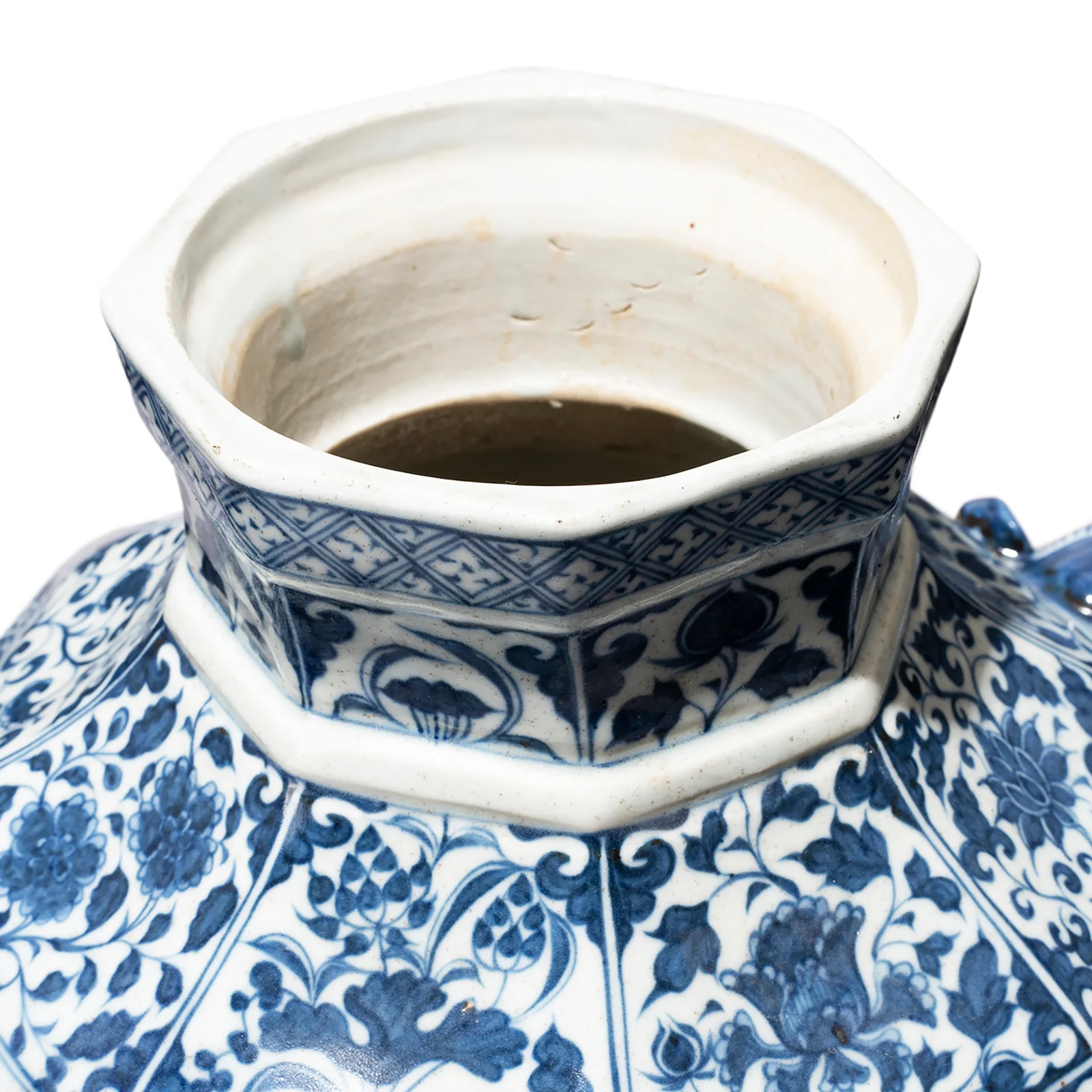 Blue & White Porcelain Octagonal Wine Jar Vase - Image 4
