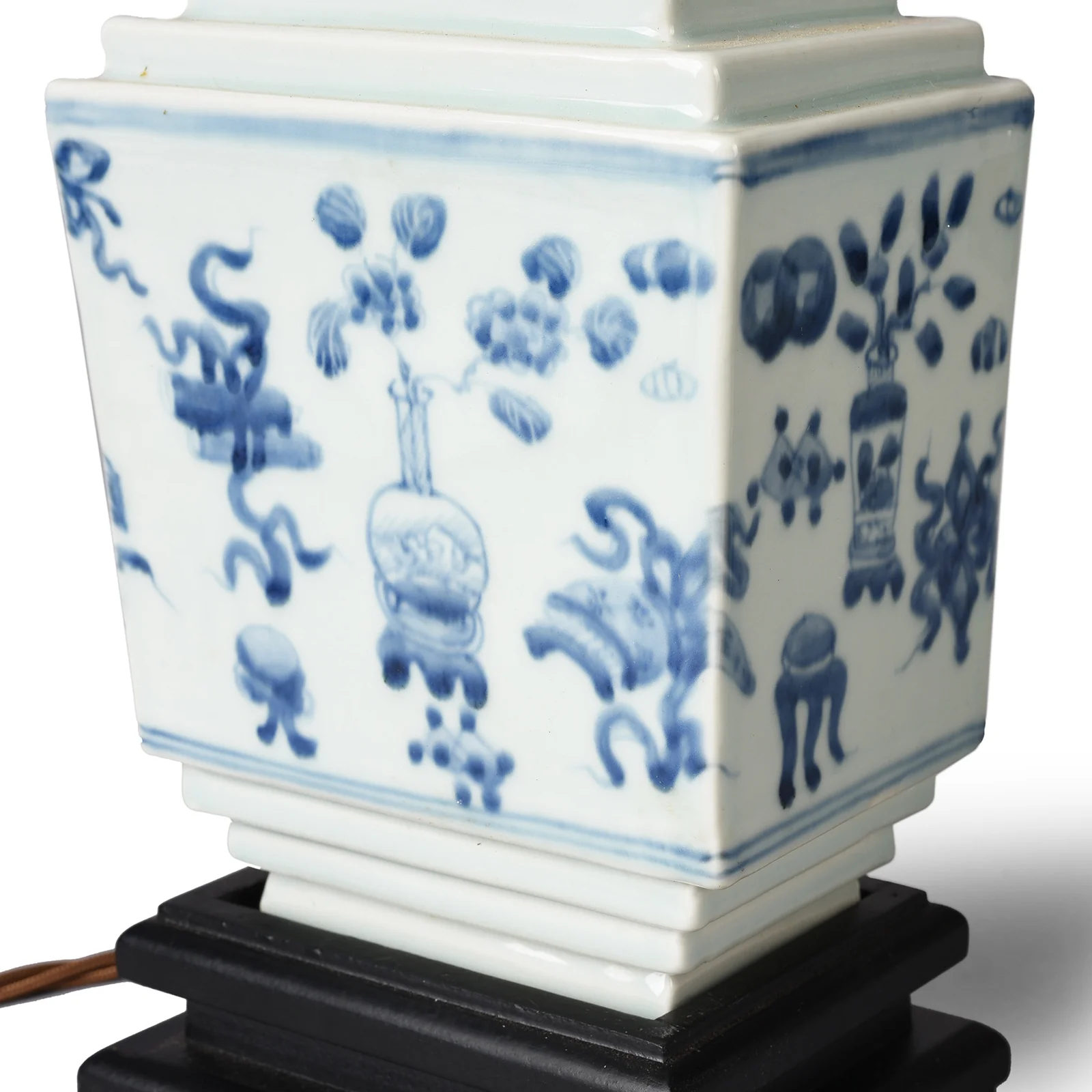 Blue & White Porcelain Lamp Base - Lucky Symbols - Image 4