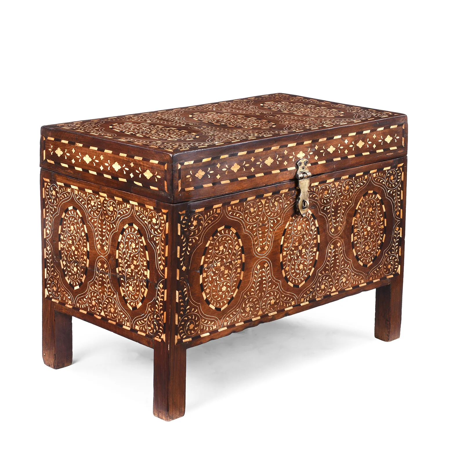 Indian Bone Inlay Teak Chest - Ca 1900 - Image 2