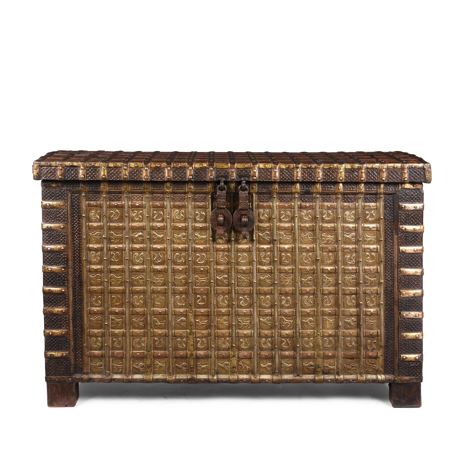 Brass Bound 'Pithara' Console Chest From Gujarat - 19th Century