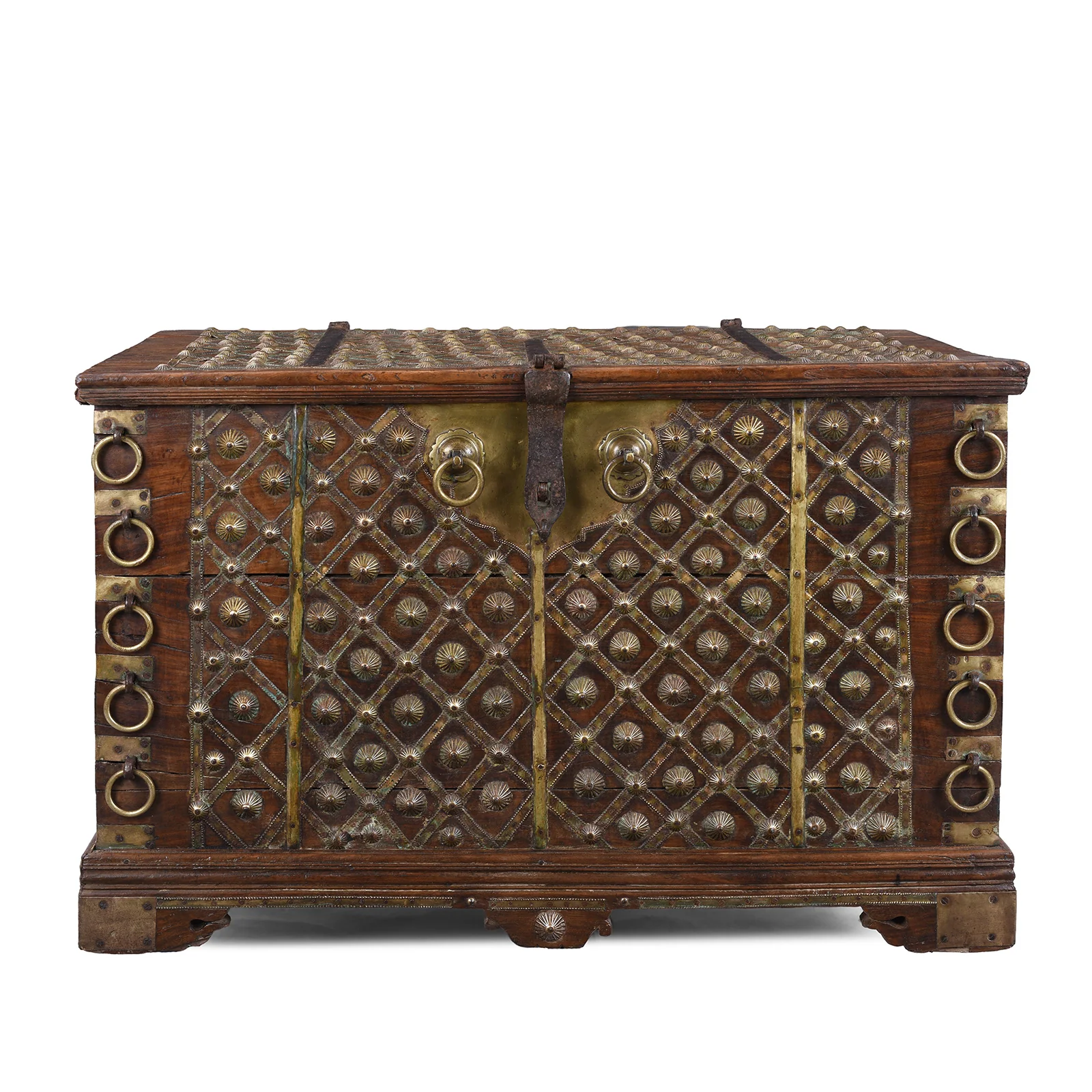 Brass Bound Rosewood Chest From Gujarat - 18th Century