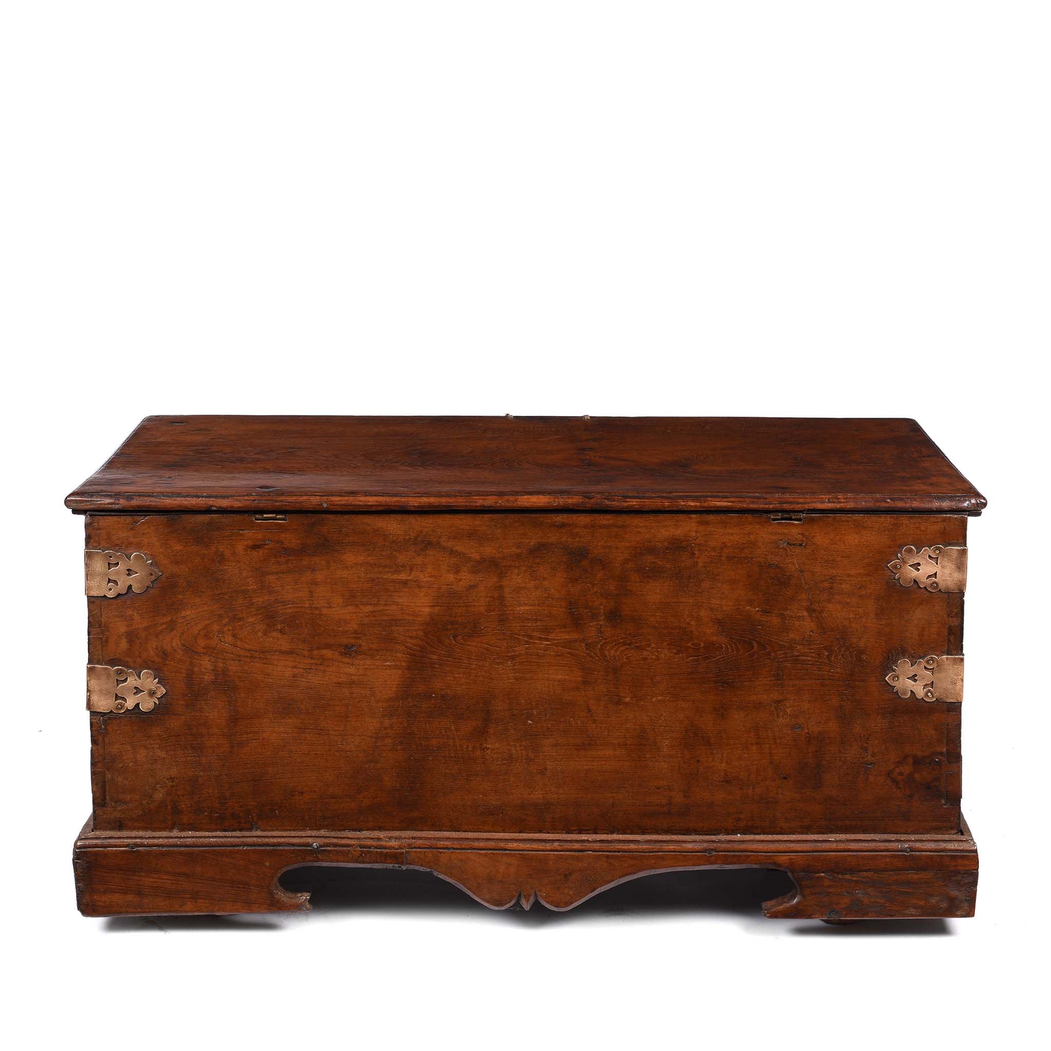 Brass Bound Teak Chest From South India - 19th Century - Image 12