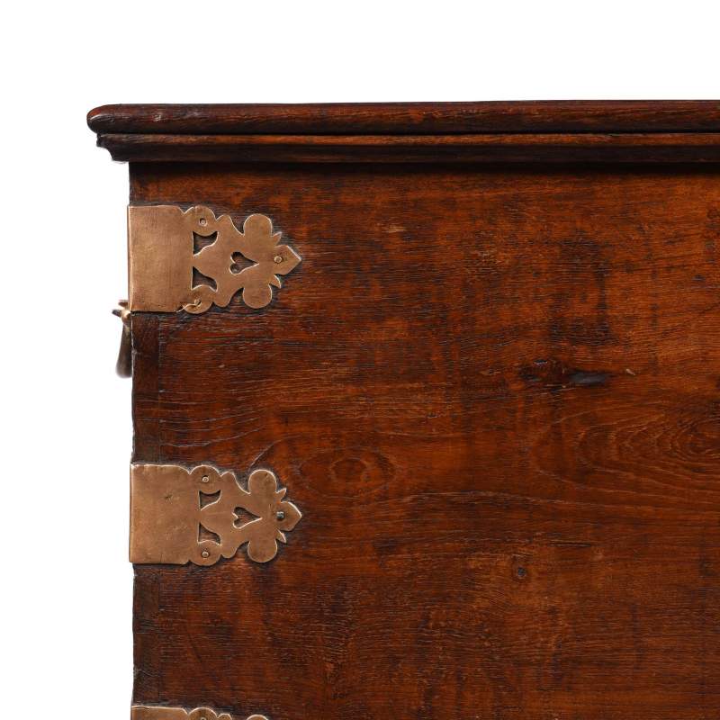 Brass Bound Teak Chest From South India - 19th Century - Image 2