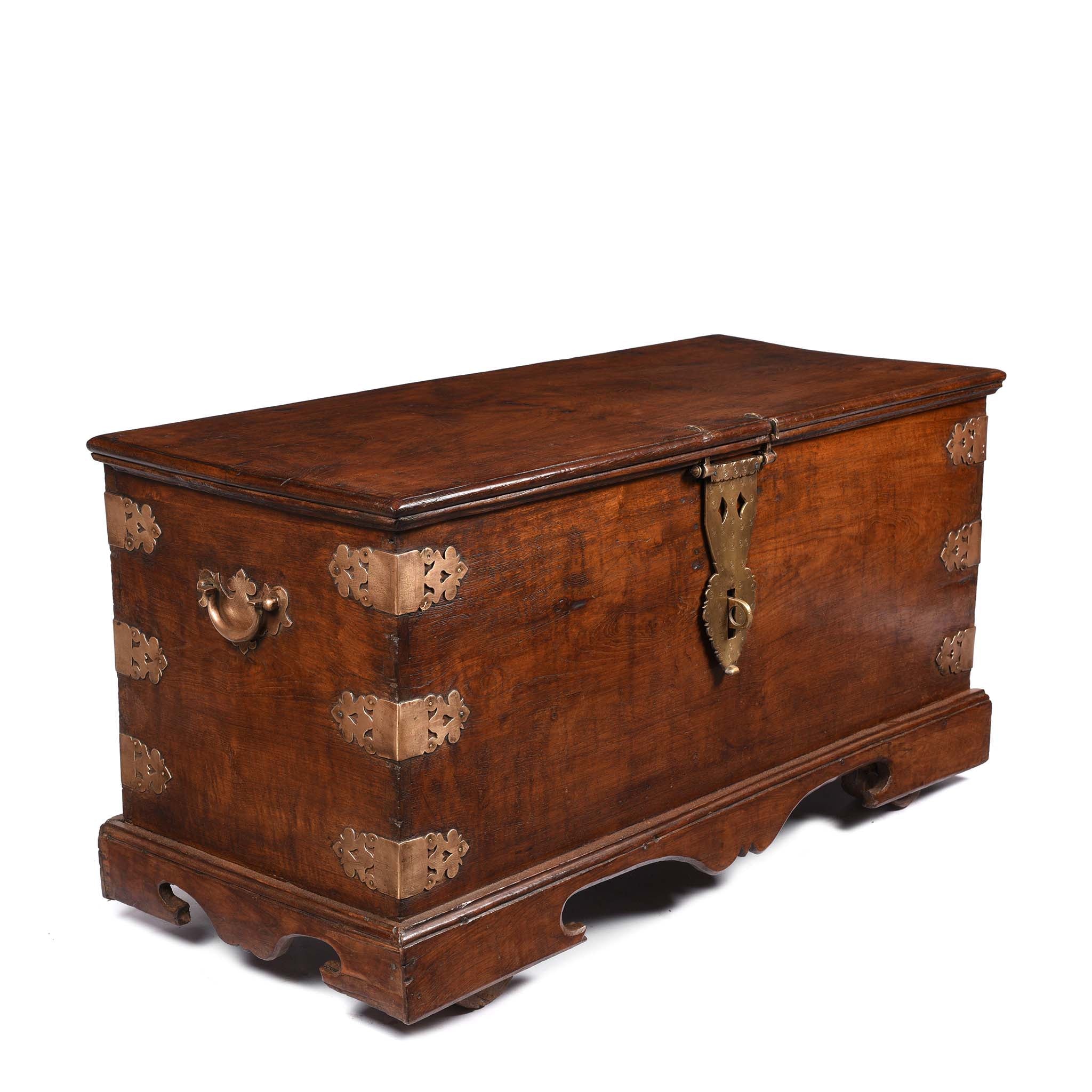 Brass Bound Teak Chest From South India - 19th Century - Image 3