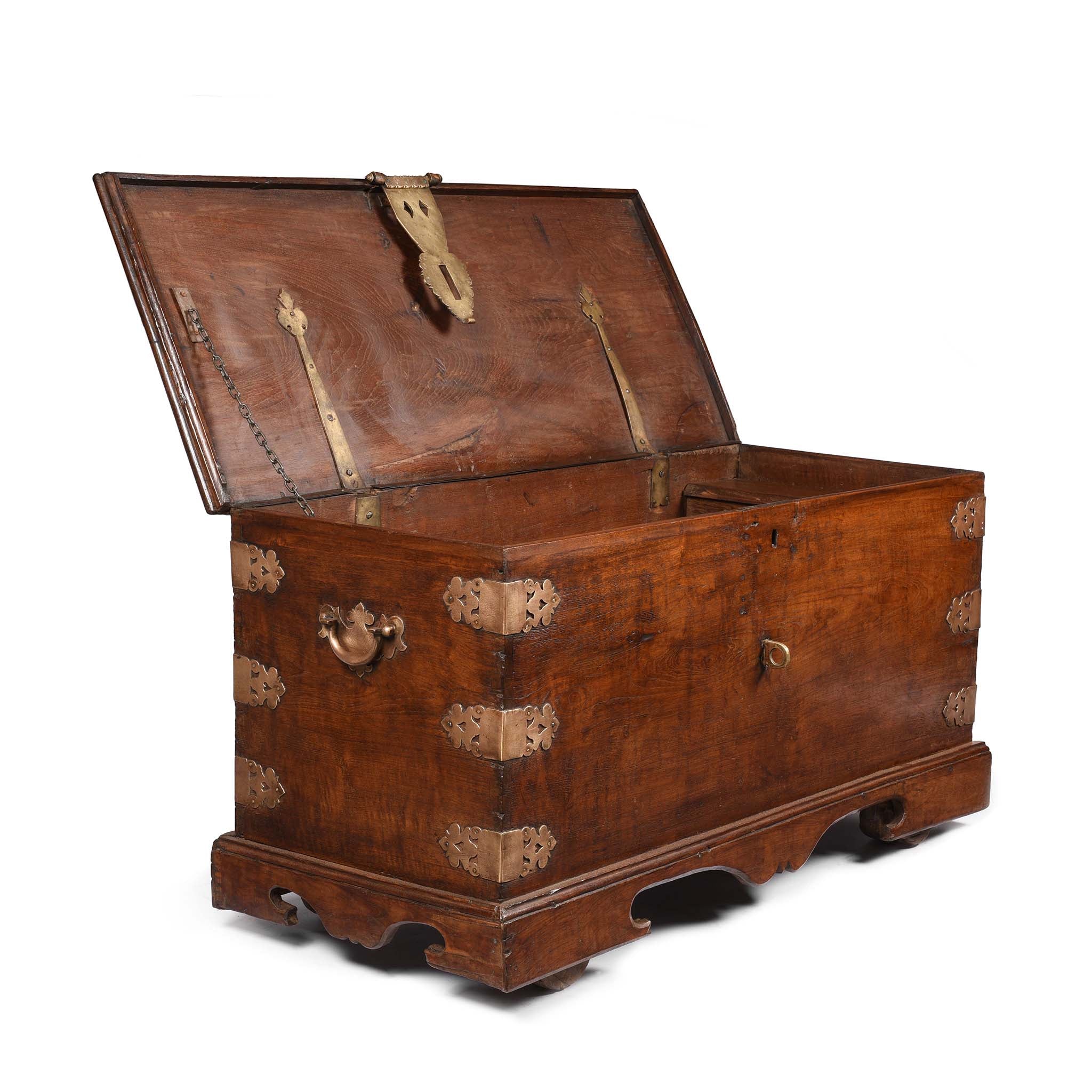 Brass Bound Teak Chest From South India - 19th Century - Image 4