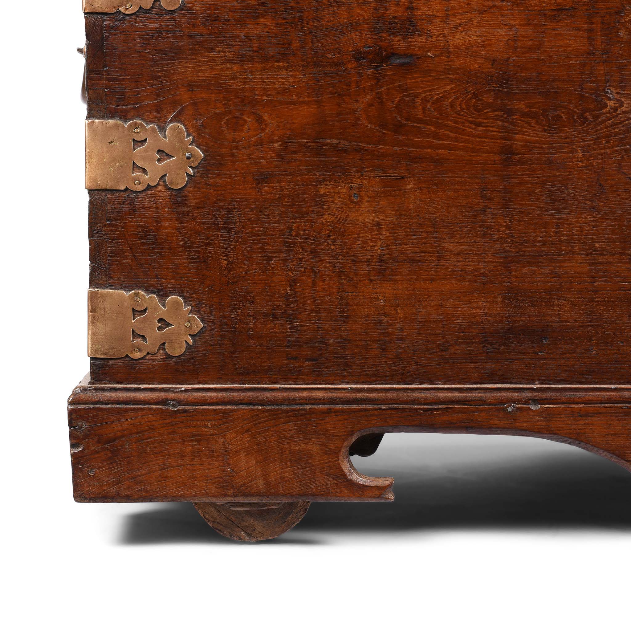 Brass Bound Teak Chest From South India - 19th Century - Image 8