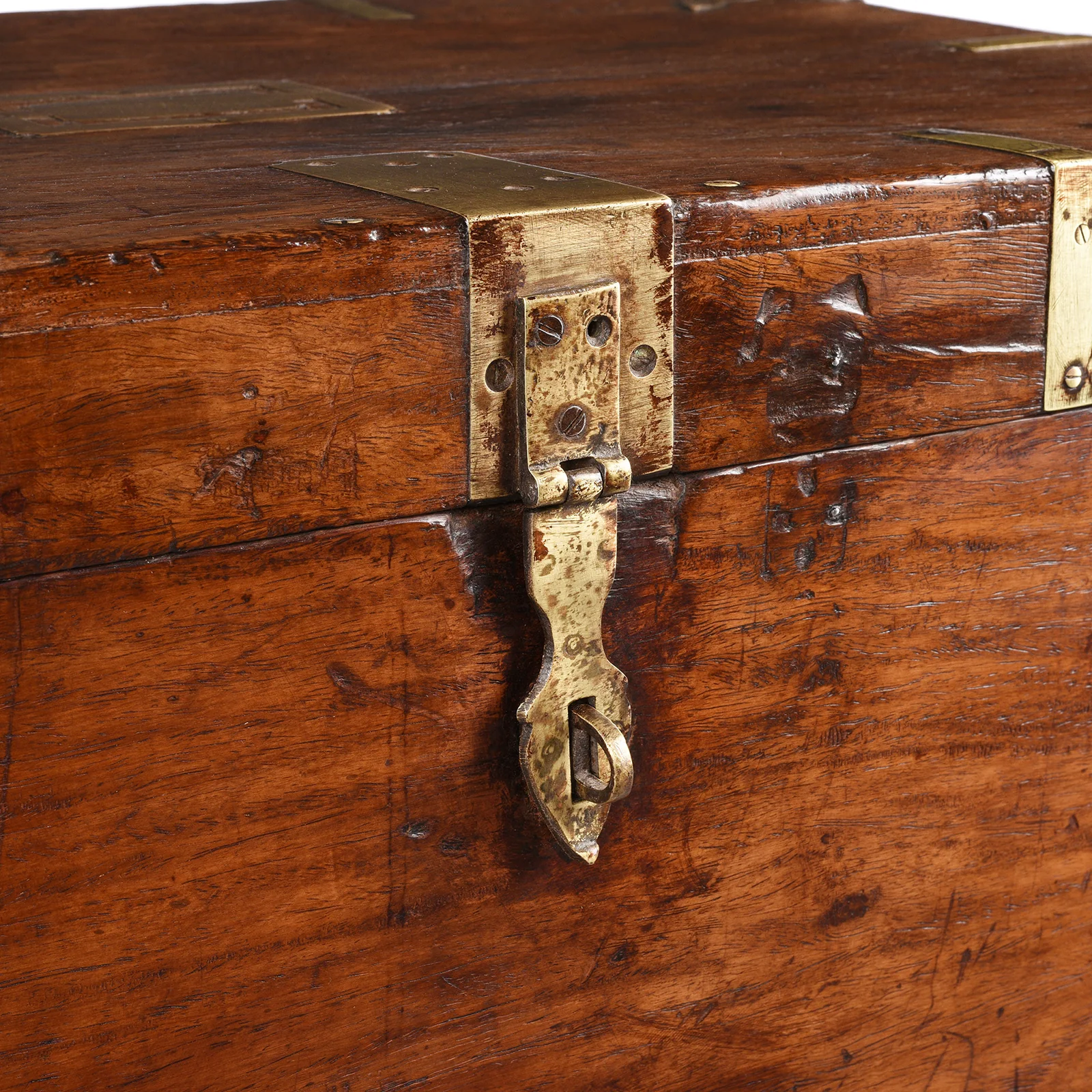 Brass Bound Teak Indian Military Chest From Rajasthan -19th Century - Image 6