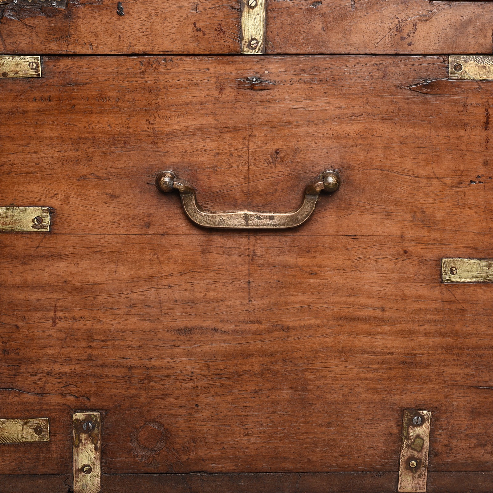 Brass Bound Teak Indian Military Chest From Rajasthan -19th Century - Image 8