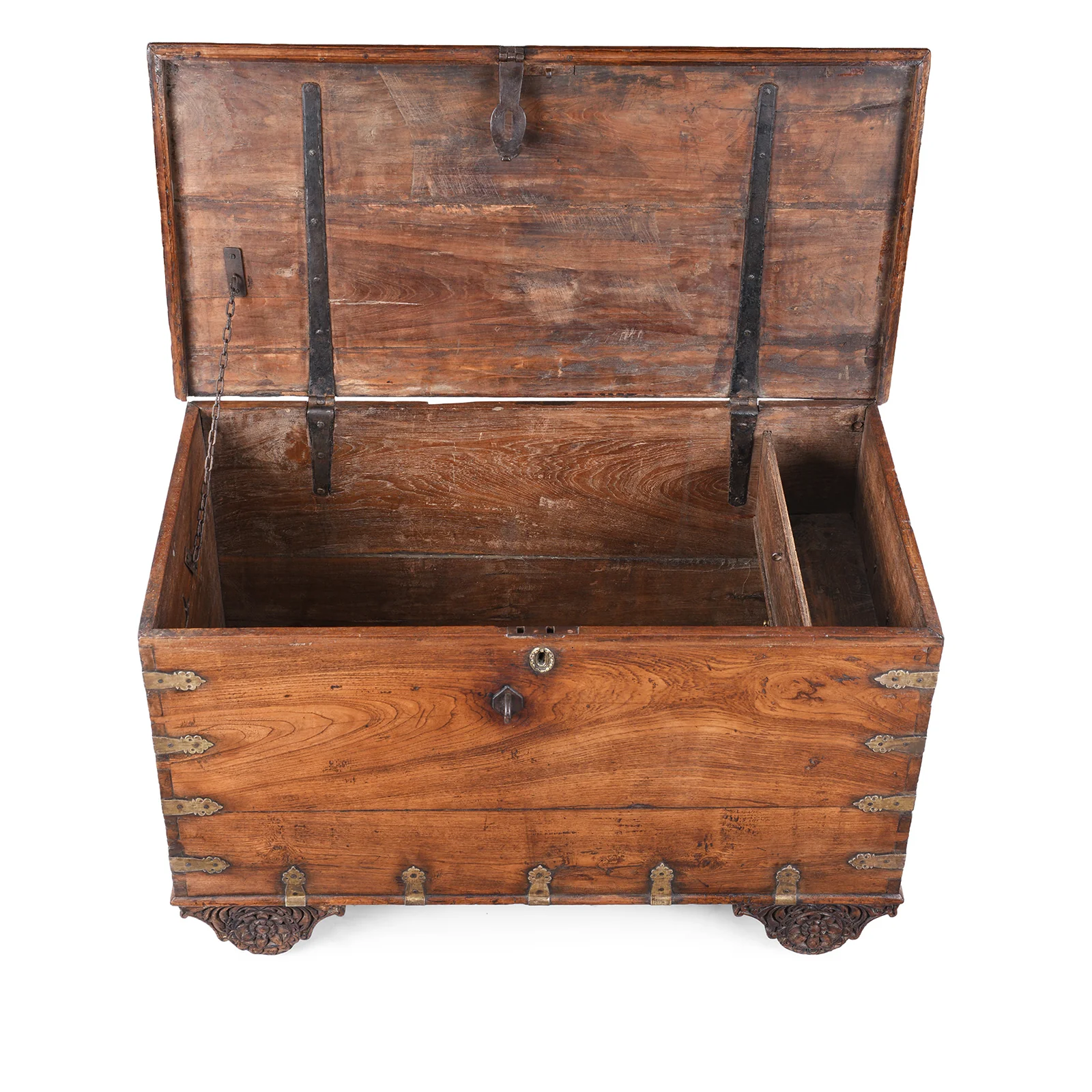 Brass Bound Teak Chest from Saurashtra - 19th Century - Image 5