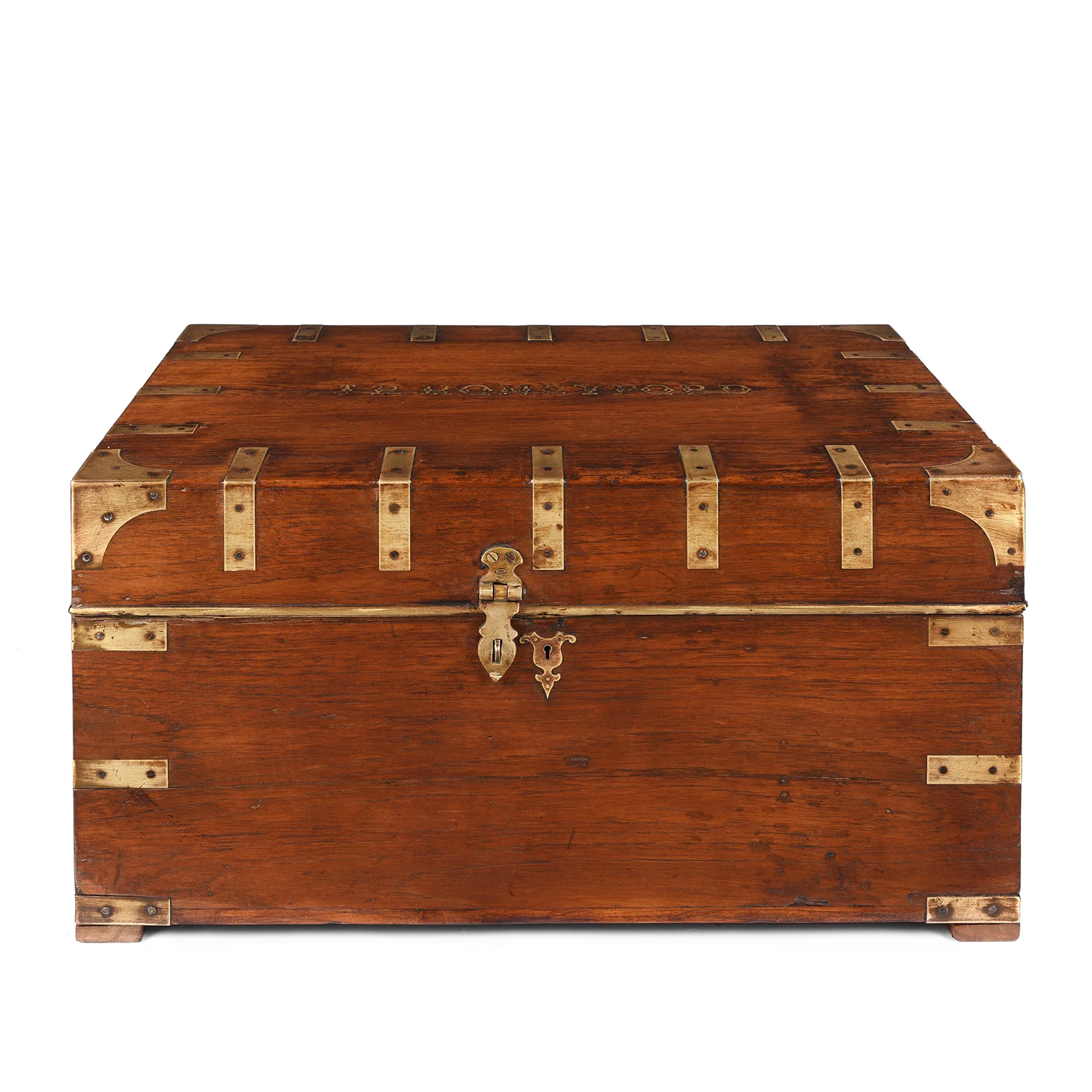 Brass Bound Military Chest Belonging to JR Honeyford -19th Century