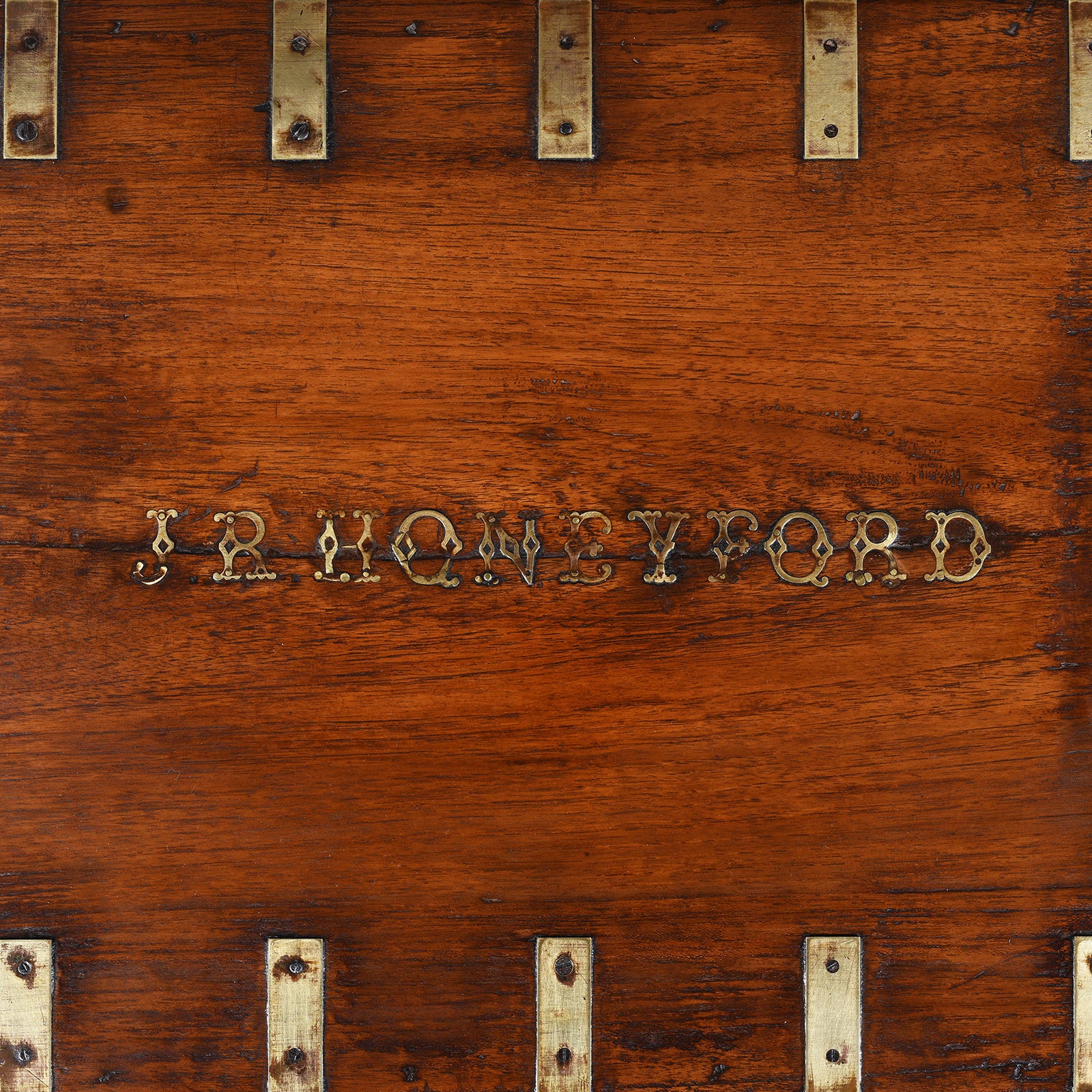 Brass Bound Military Chest Belonging to JR Honeyford -19th Century - Image 2
