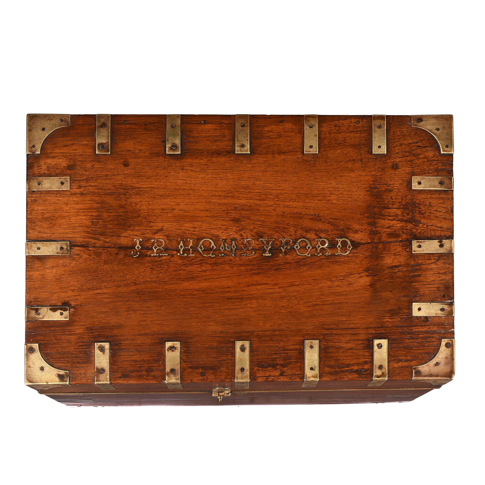 Brass Bound Military Chest Belonging to JR Honeyford -19th Century - Image 5