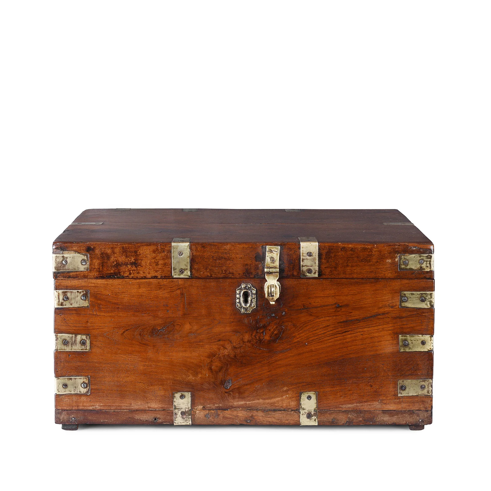 Brass Bound Teak Military Chest - 19th Century
