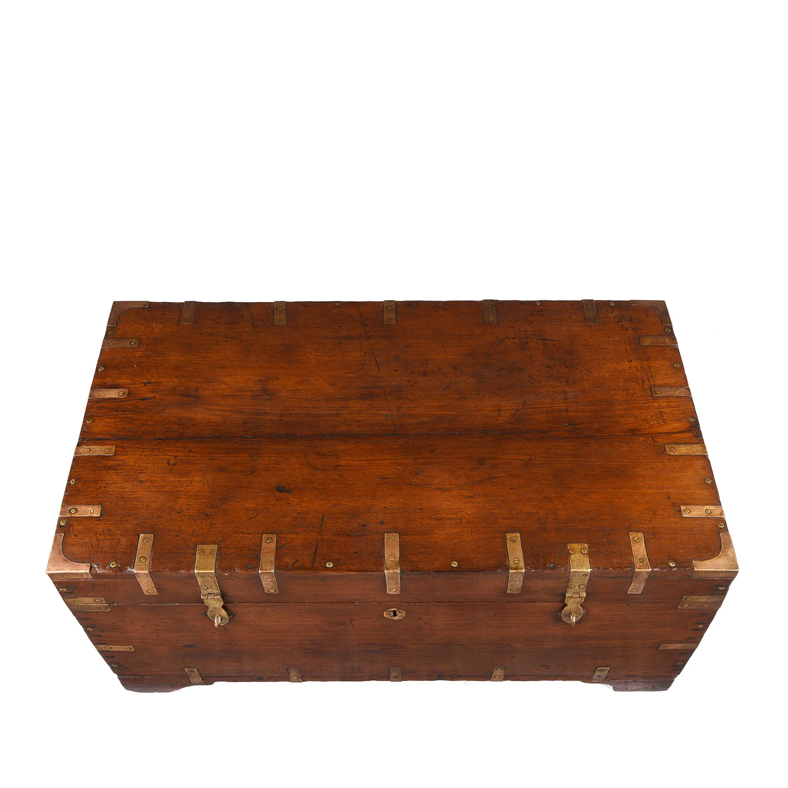 Brass Bound Teak Military Chest From Rajasthan - 19th Century - Image 3