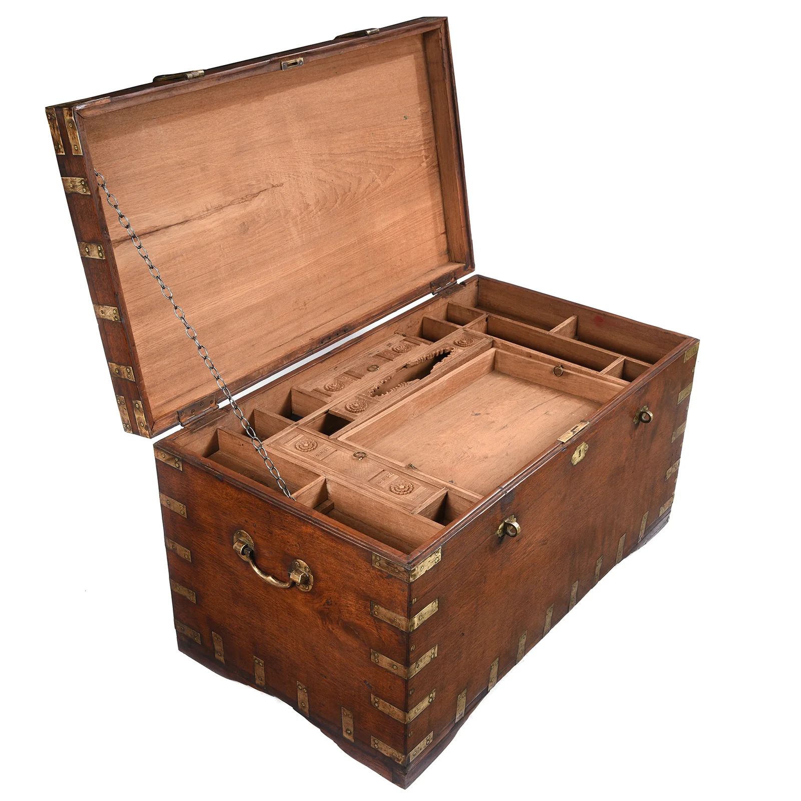 Brass Bound Teak Military Chest From Hyderabad -19th Century - Image 4