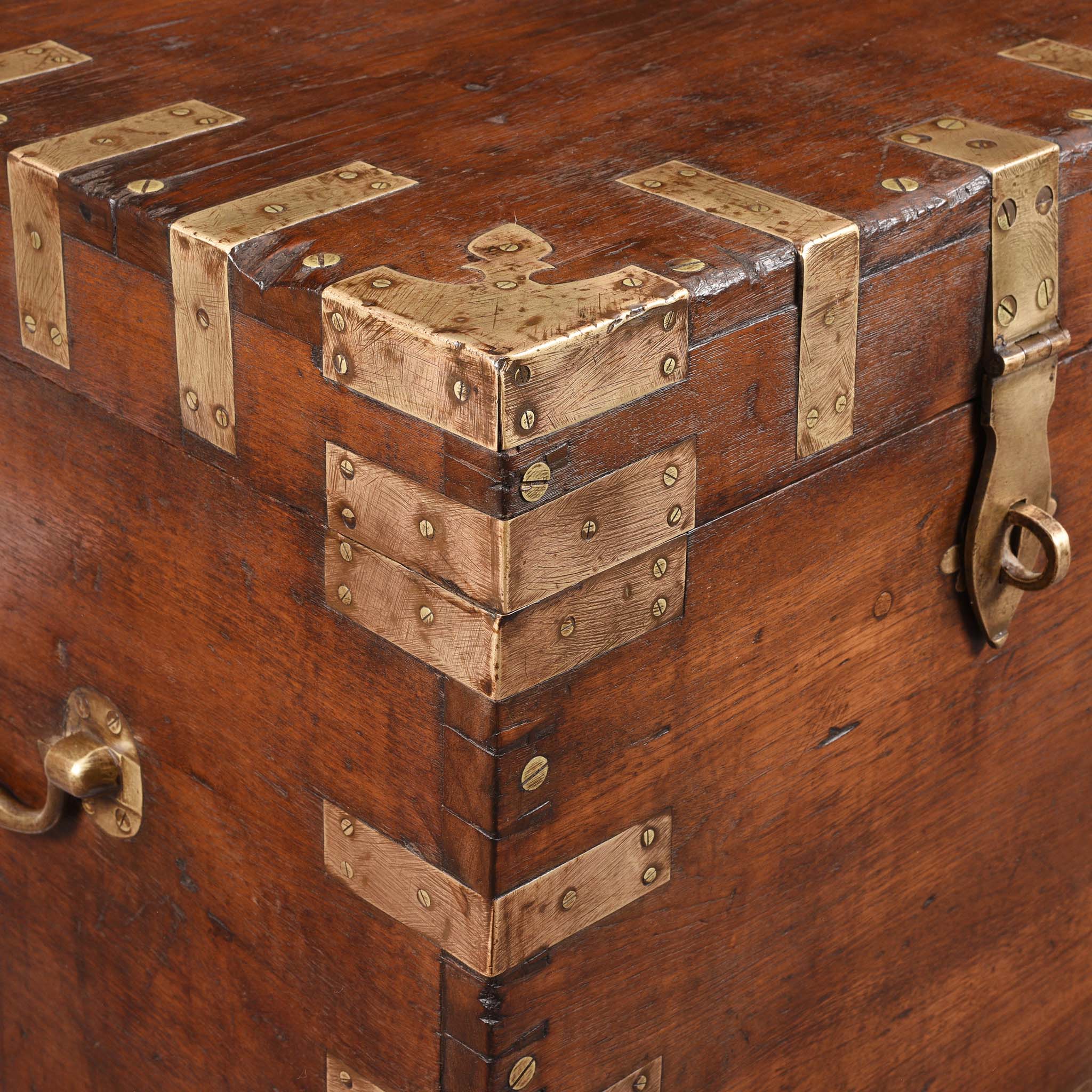 Brass Bound Teak Indian Military Chest - 19thC - Image 10