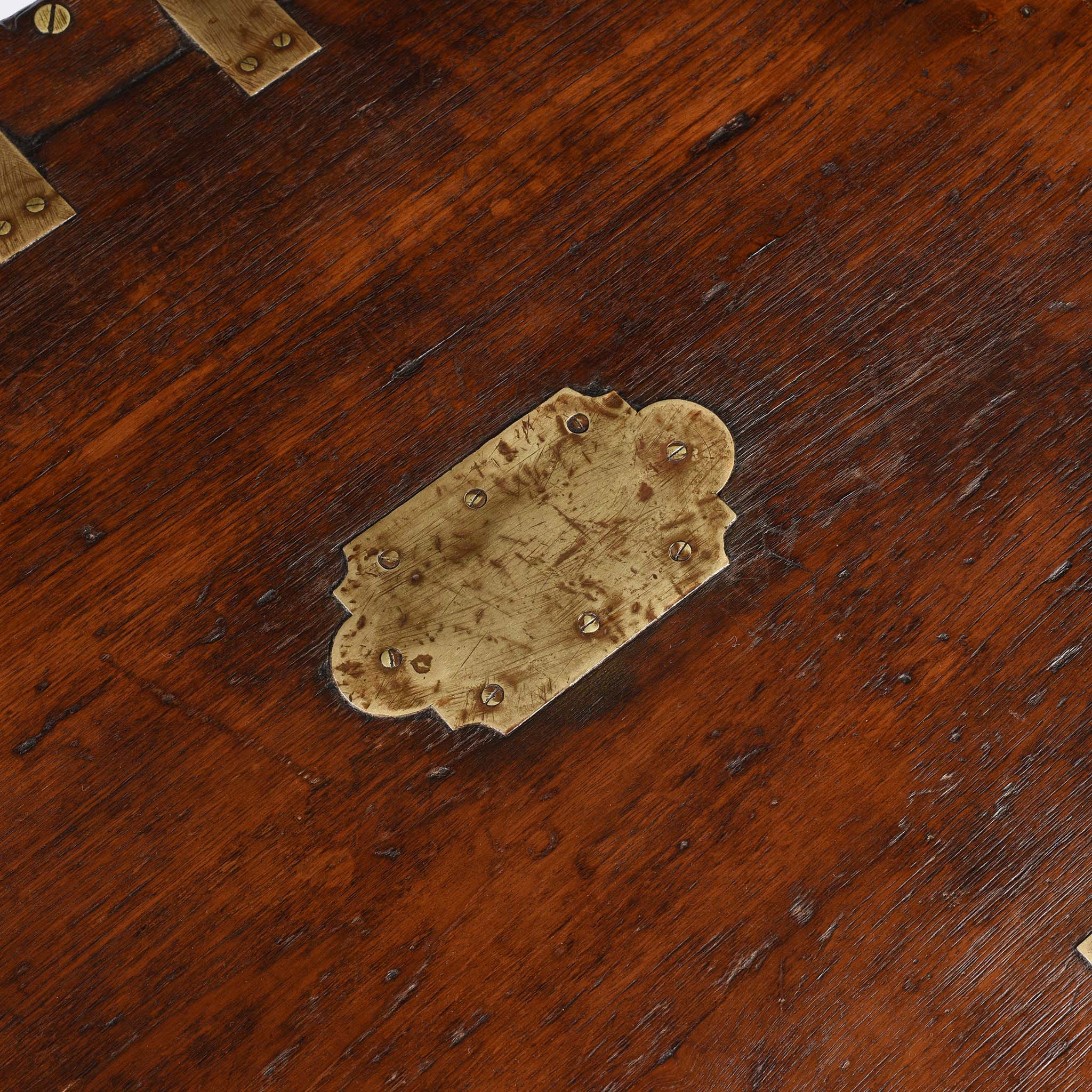 Brass Bound Teak Indian Military Chest - 19thC - Image 12