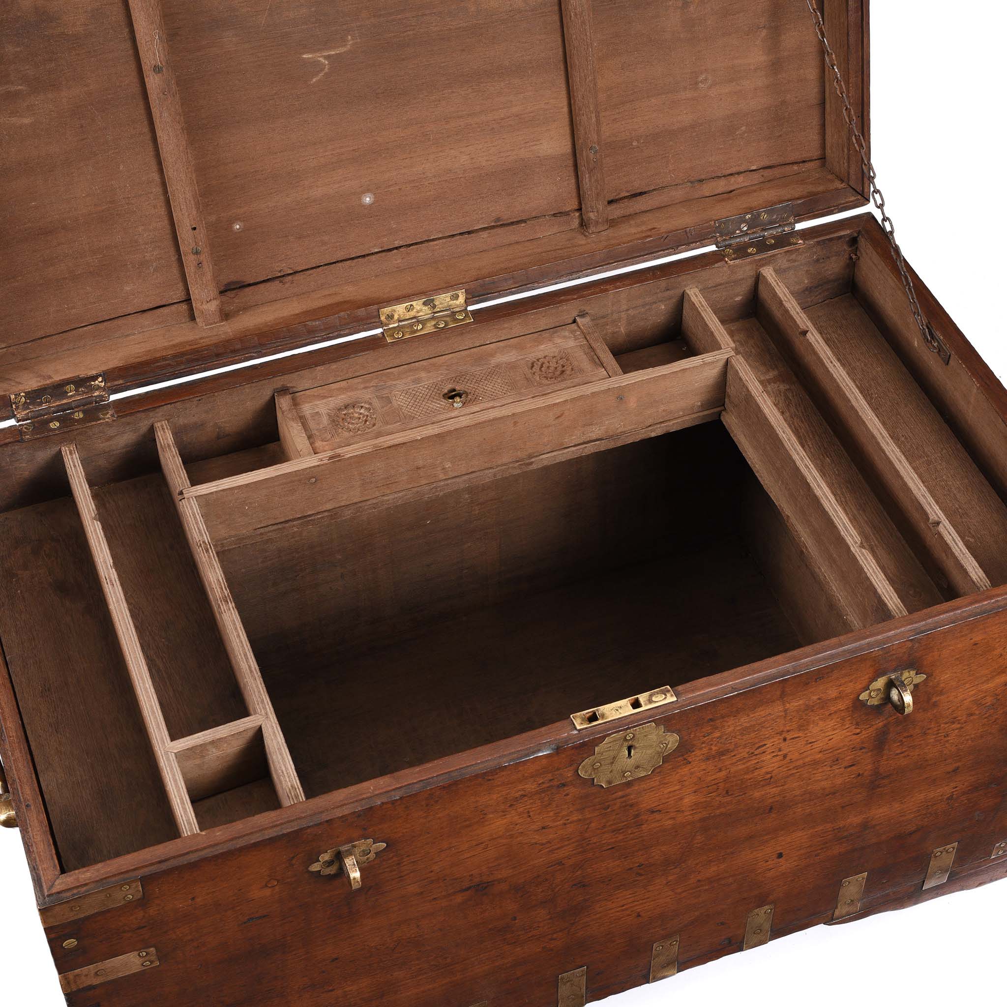 Brass Bound Teak Indian Military Chest - 19thC - Image 4