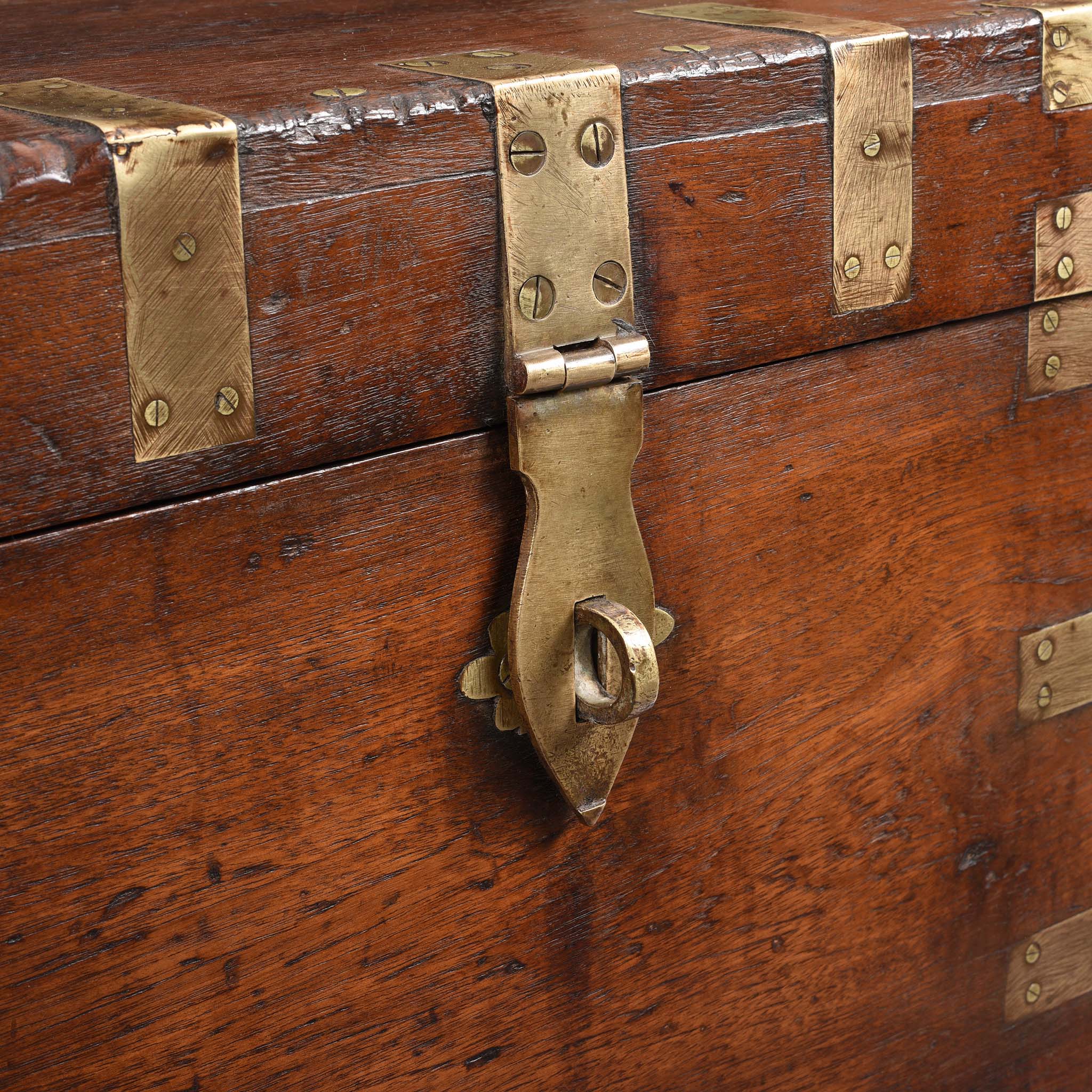 Brass Bound Teak Indian Military Chest - 19thC - Image 9