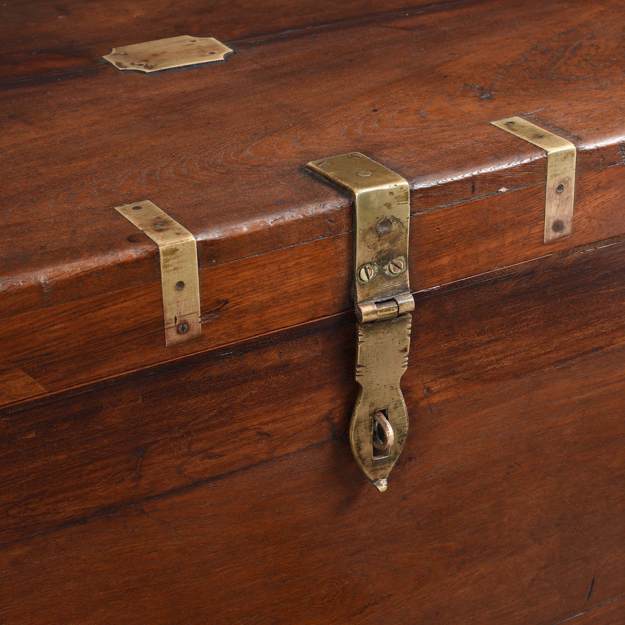 Brass Bound Teak Military Chest From Rajasthan  -19thC - Image 2