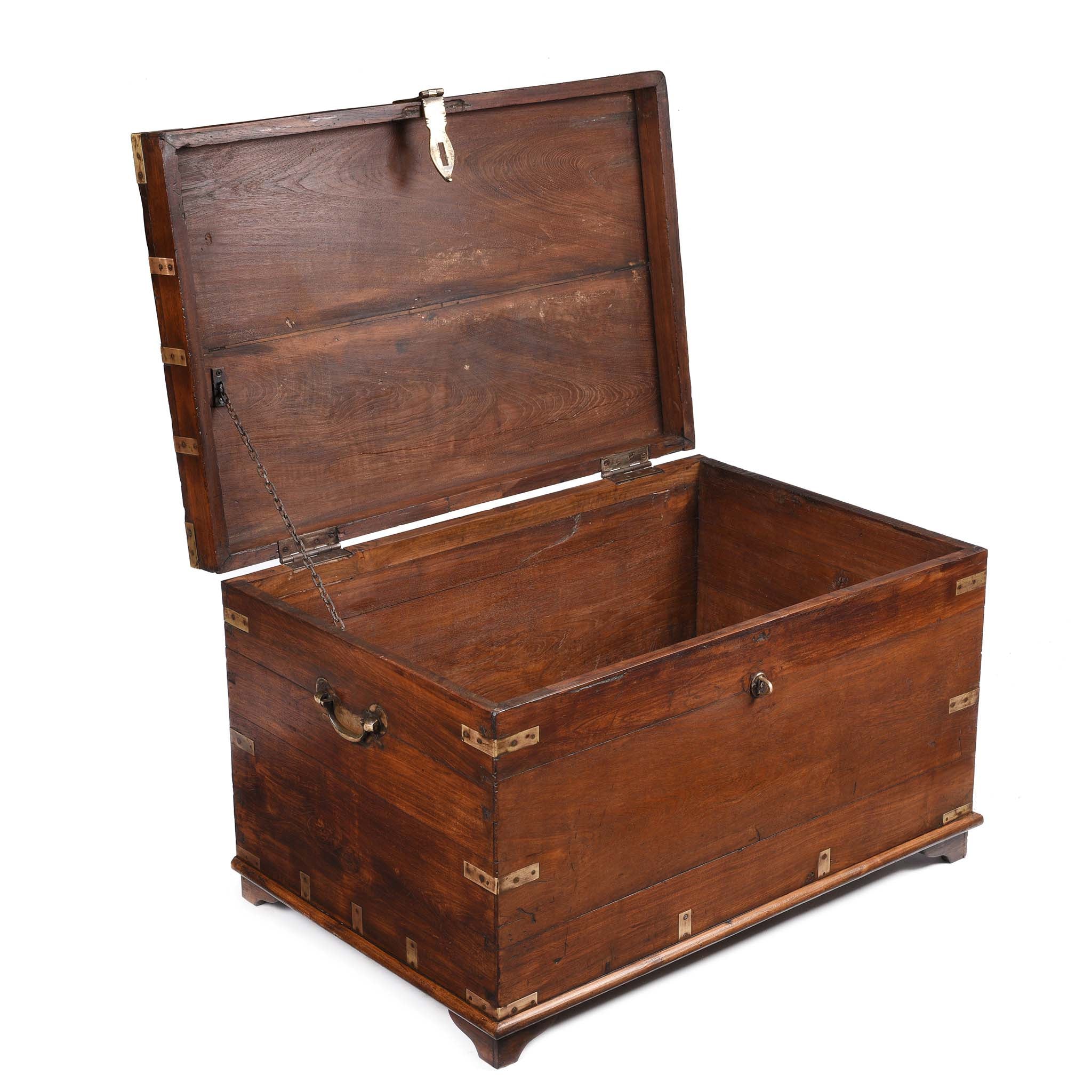 Brass Bound Teak Military Chest From Rajasthan  -19thC - Image 3