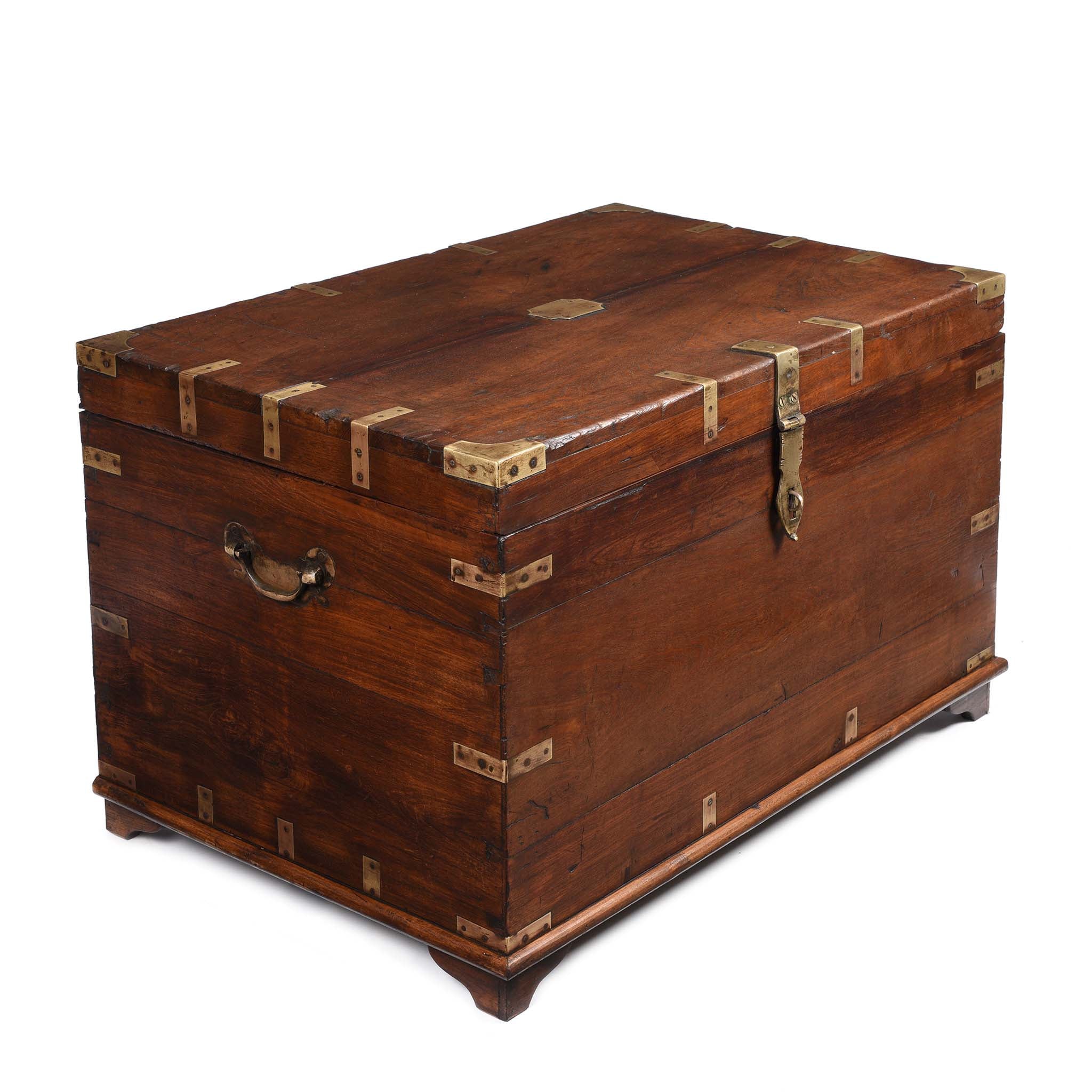 Brass Bound Teak Military Chest From Rajasthan  -19thC - Image 4