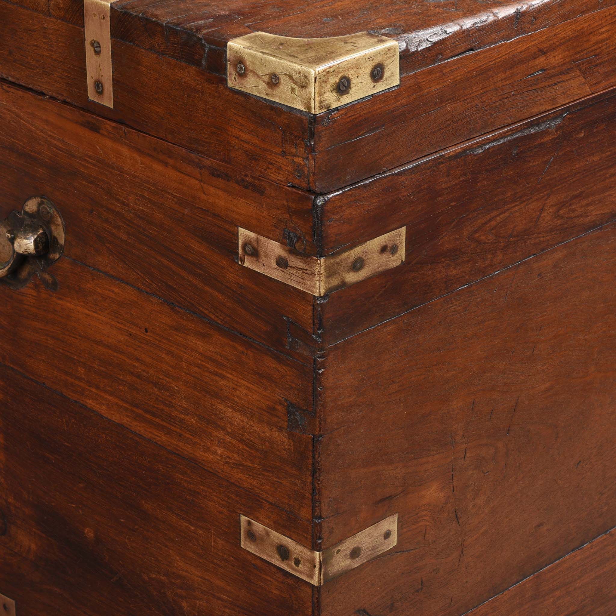 Brass Bound Teak Military Chest From Rajasthan  -19thC - Image 7