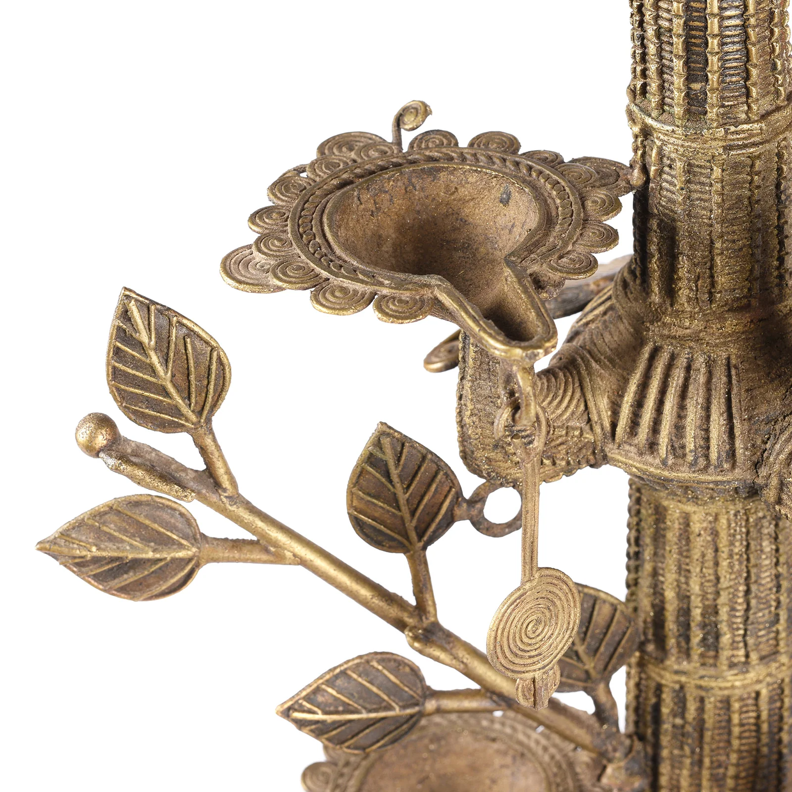 Brass Dhokra Tree Of Life Oil Lamp From Chhattisgarh - Ca 1900 - Image 10