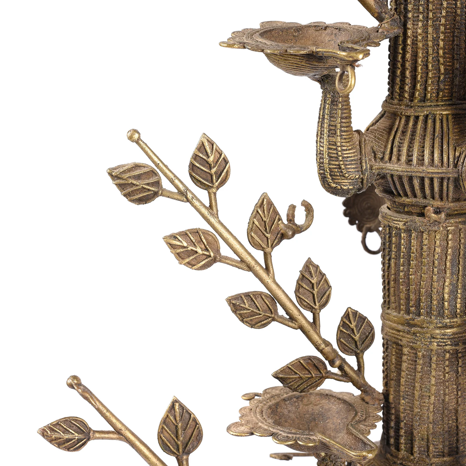 Brass Dhokra Tree Of Life Oil Lamp From Chhattisgarh - Ca 1900 - Image 8