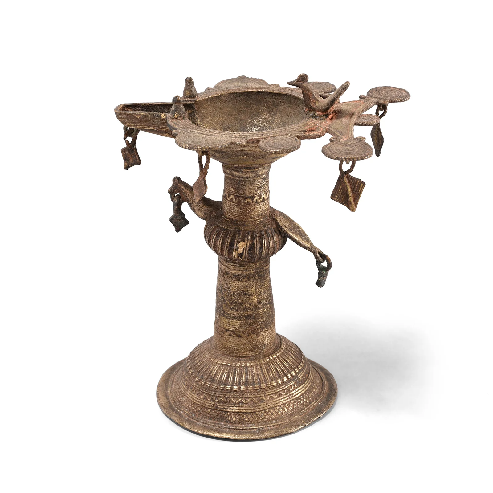 Brass Dhokra Work Bastar Oil Lamp From Chhattisgarh - Ca 1910 - Image 6
