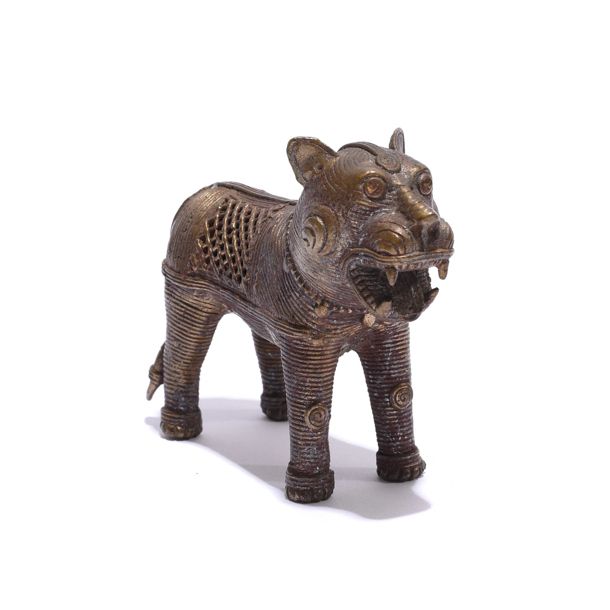 Brass Dhokra Work Tiger From Orissa - Ca 1920's